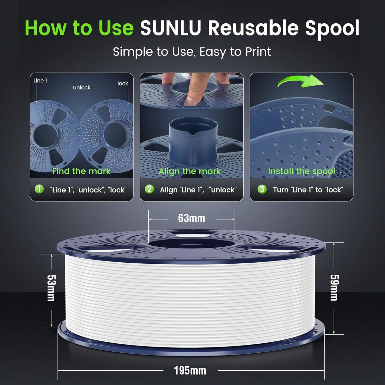 SUNLU 10x 1KG PLA+ 3D Printer Filament 1.75mm PLA Plus 10KG For FDM 3D Printers