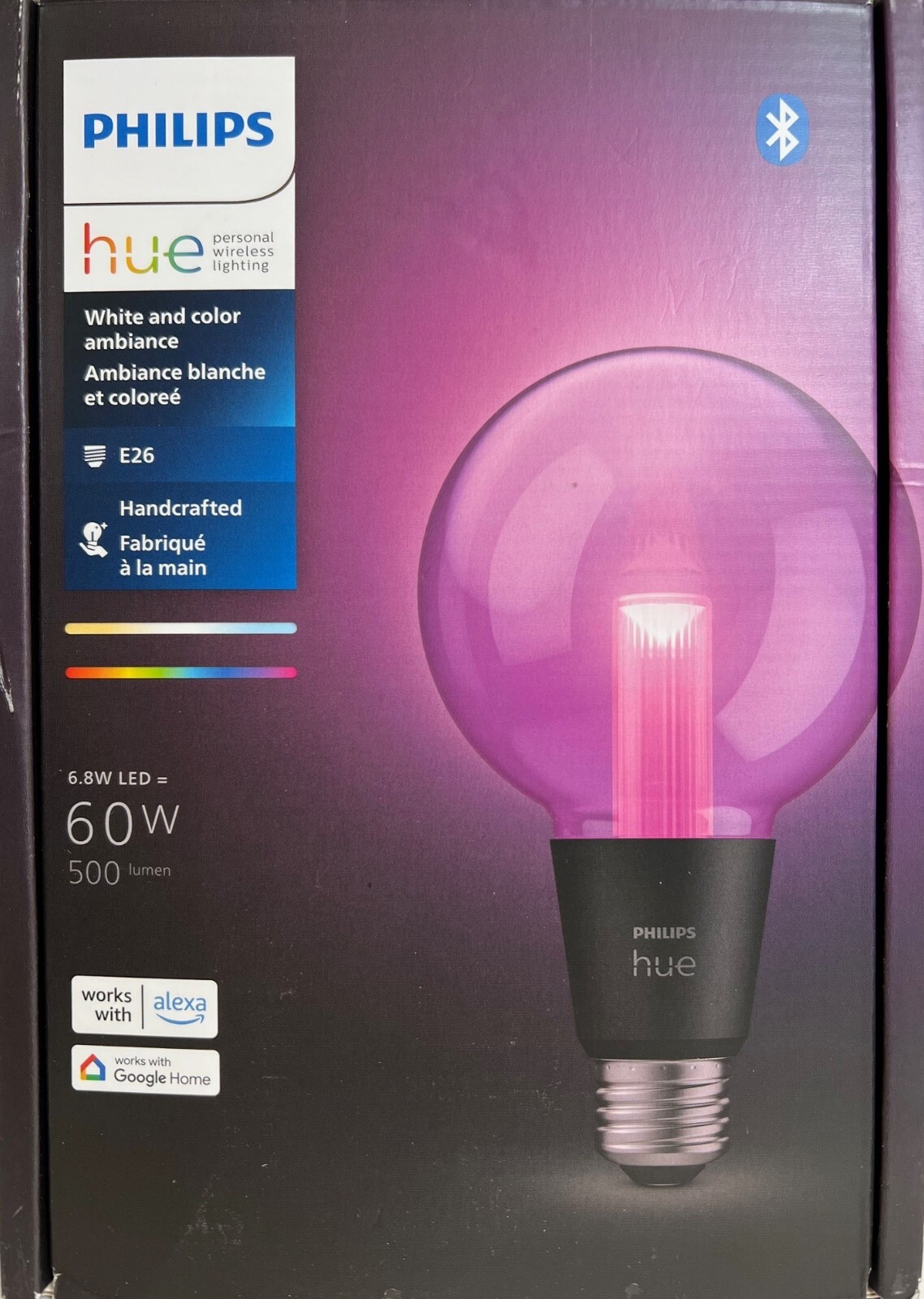 Philips Hue Lightguide G30 Small Globe Smart LED Bulb–Handblown Glass-Mulitcolor