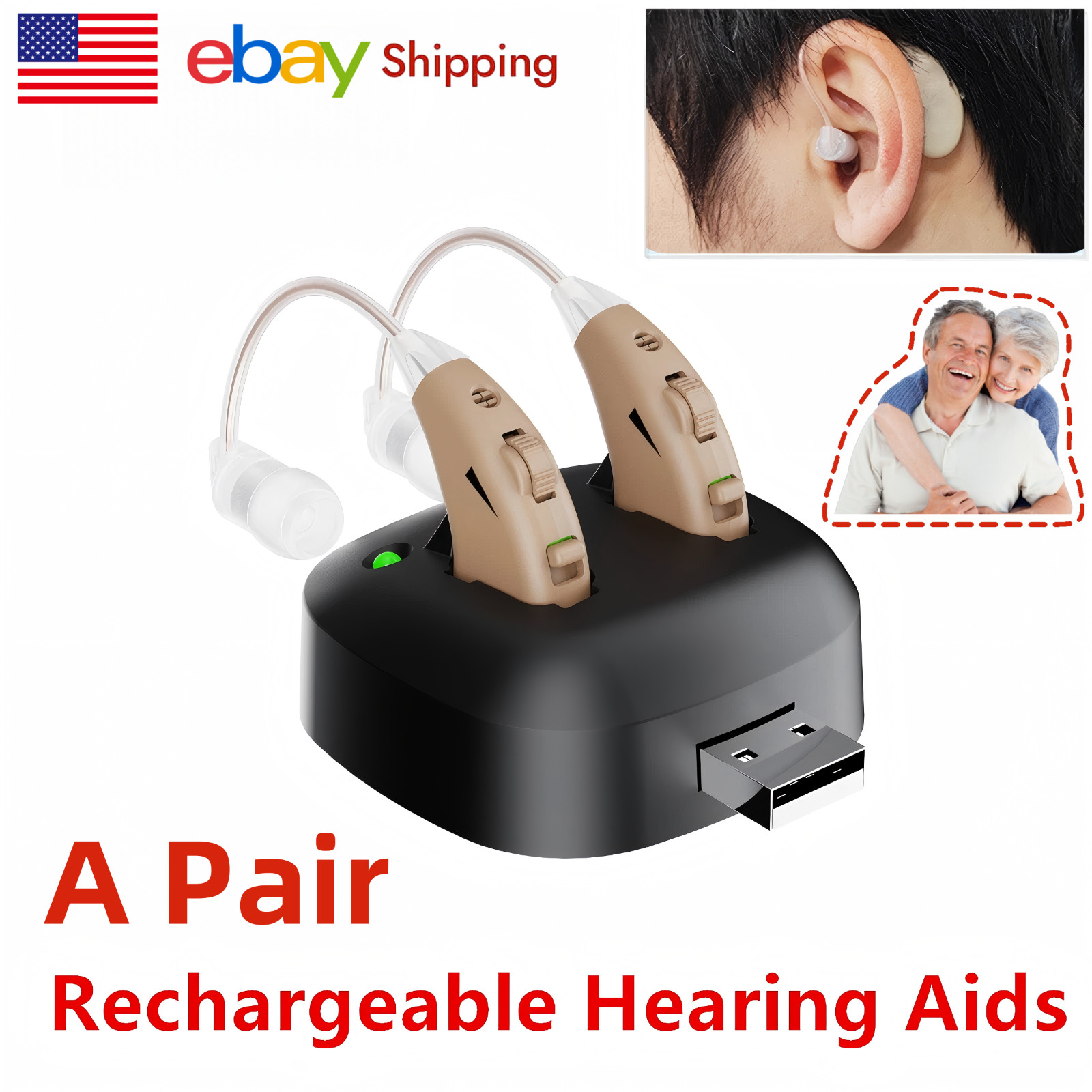 Rechargeable Hearing Aids With Noise Cancelling, Invisible In Ear With Case