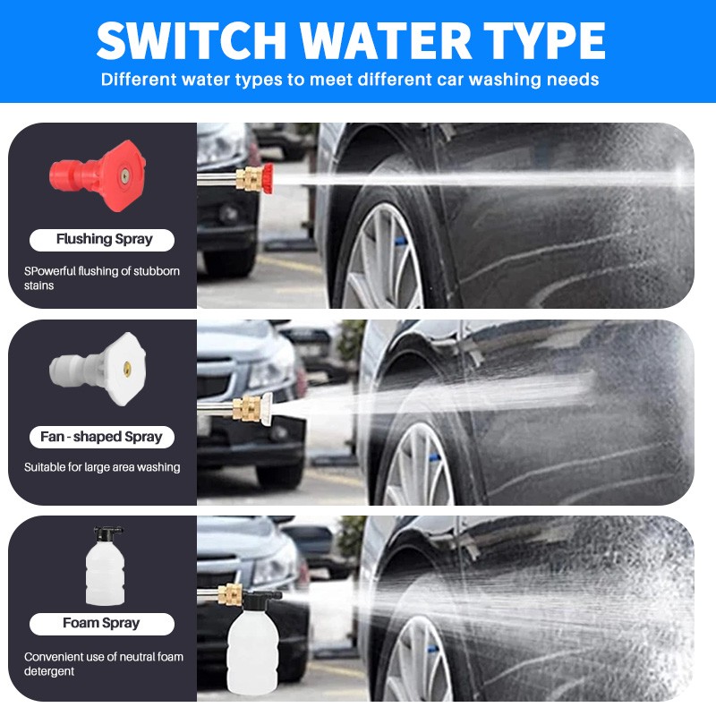 Cisivis Cordless High Pressure Car Washing Gun Pressure Washer Gun with 2 Nozzle