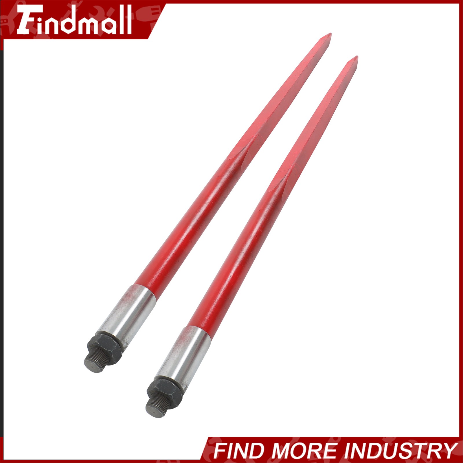 2-Pack Red Hay Bale Spear 49" 4500 lbs Capacity Spike Fork For Loaders Tractors