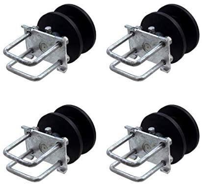 (4-Pack) 4" Square Post x 2" Square Gate Frame Premium Nylon Cantilever Roller