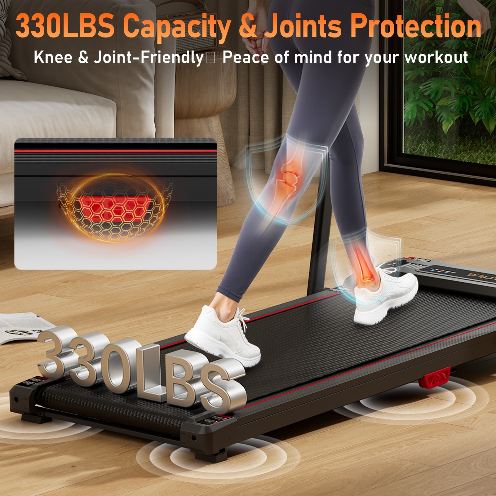 Foldable Under-Desk Treadmill for Home Use, Remote-Controlled with LED Display