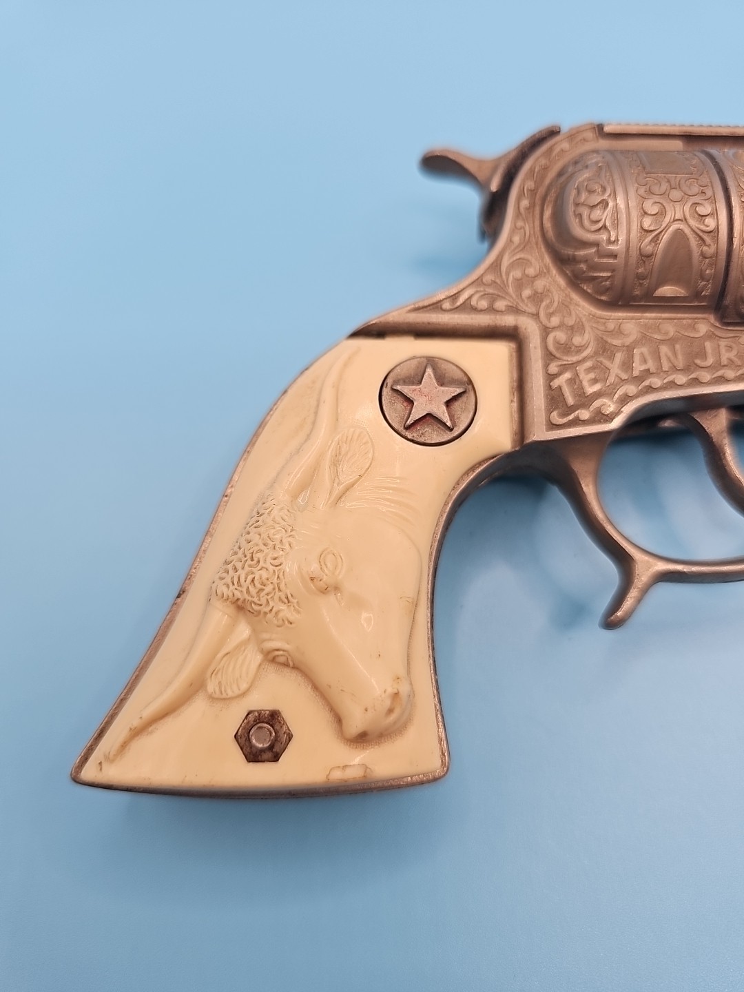*Rough* Hubley Texan Jr. Childs Toy Cap Gun Texas Long Horn Steer Handle