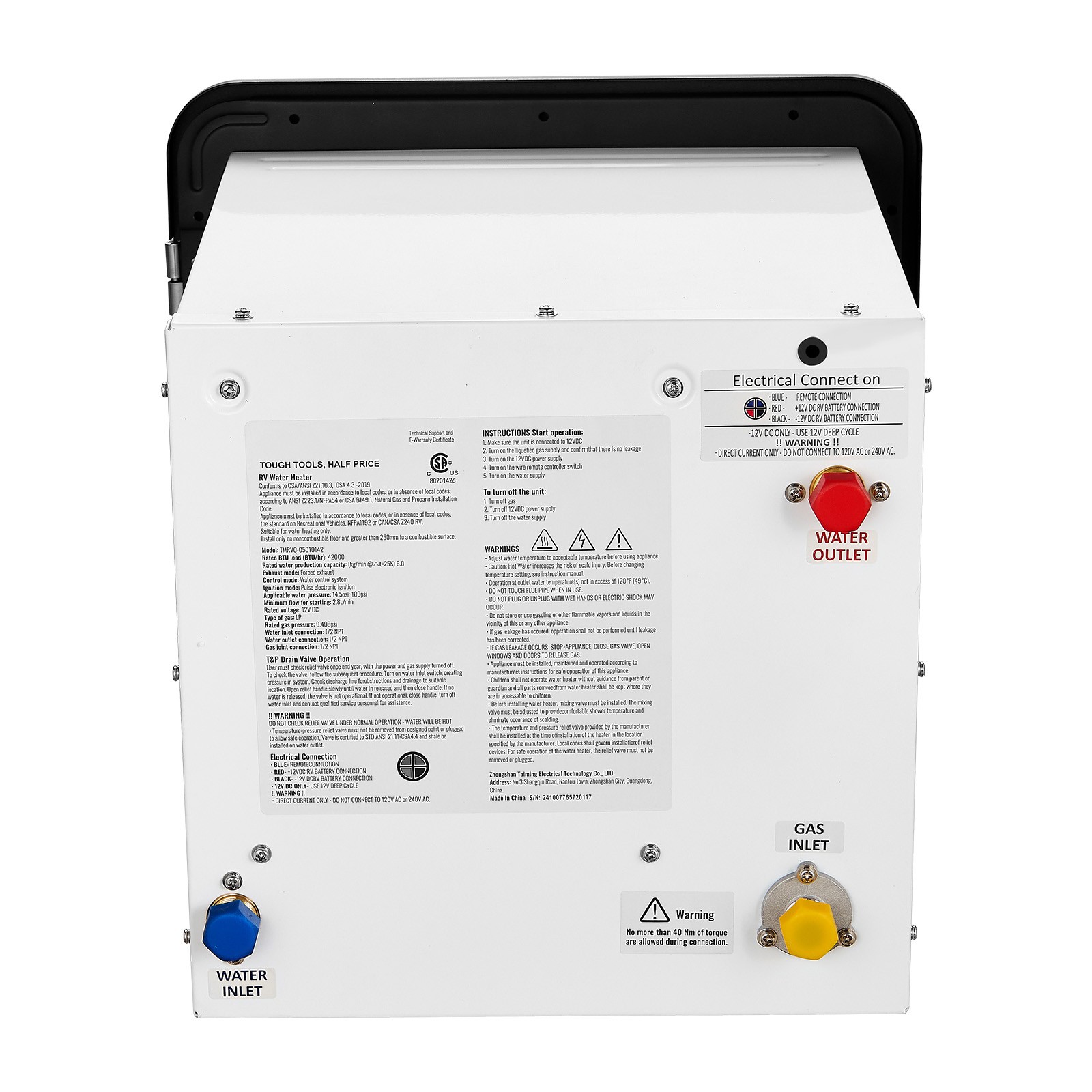 RV Tankless Water Heater 15x15 in Propane Gas 42000BTU with Controller