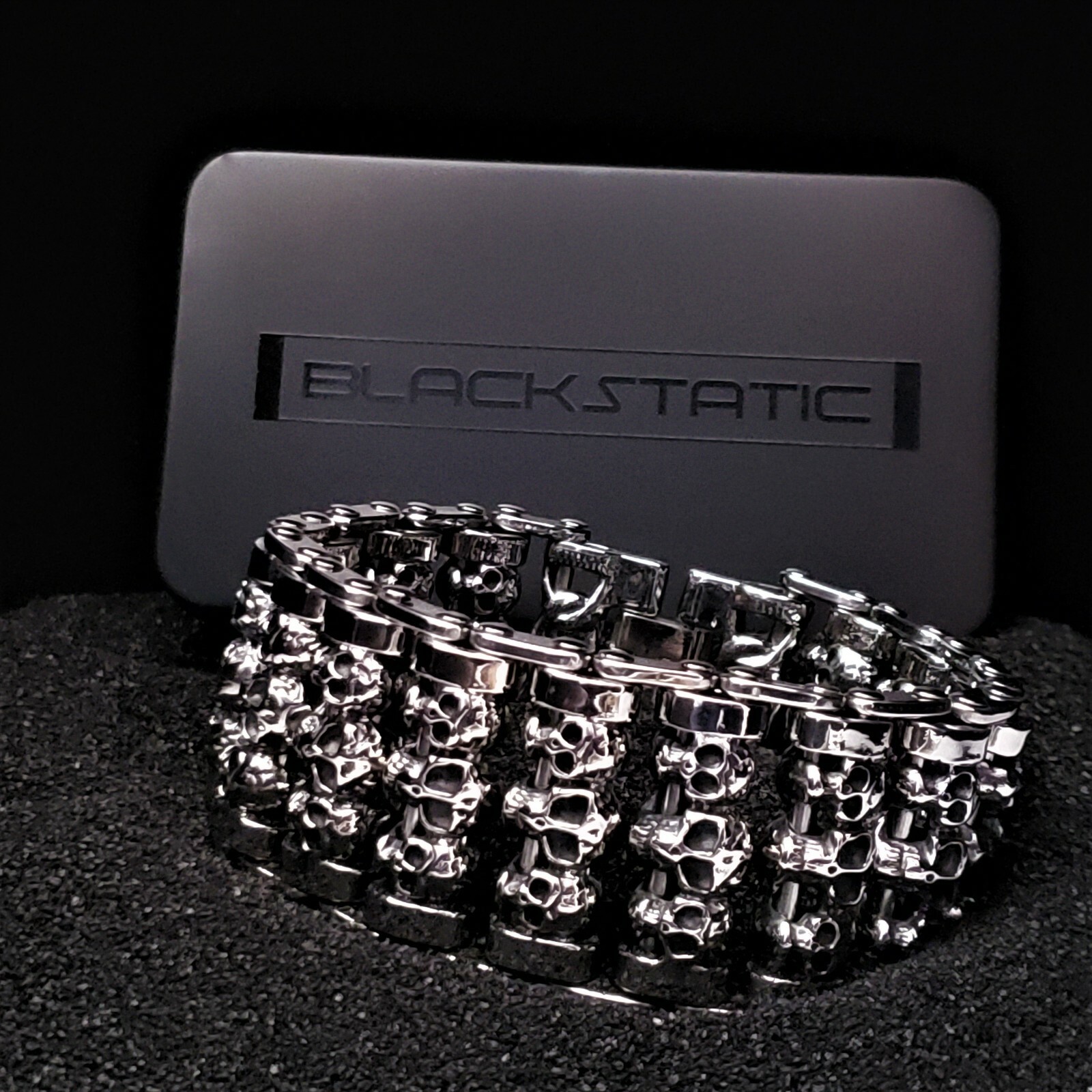 BLACKSTATIC -Premium Stainless Steel Heavy Duty Skull Bracelet w/ Metal Gift Box