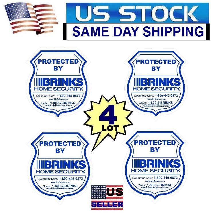 4 BRINKS HOME SECURITY MONITORING SYSTEM ALARM WINDOW DECAL WARNING STICKER SIGN
