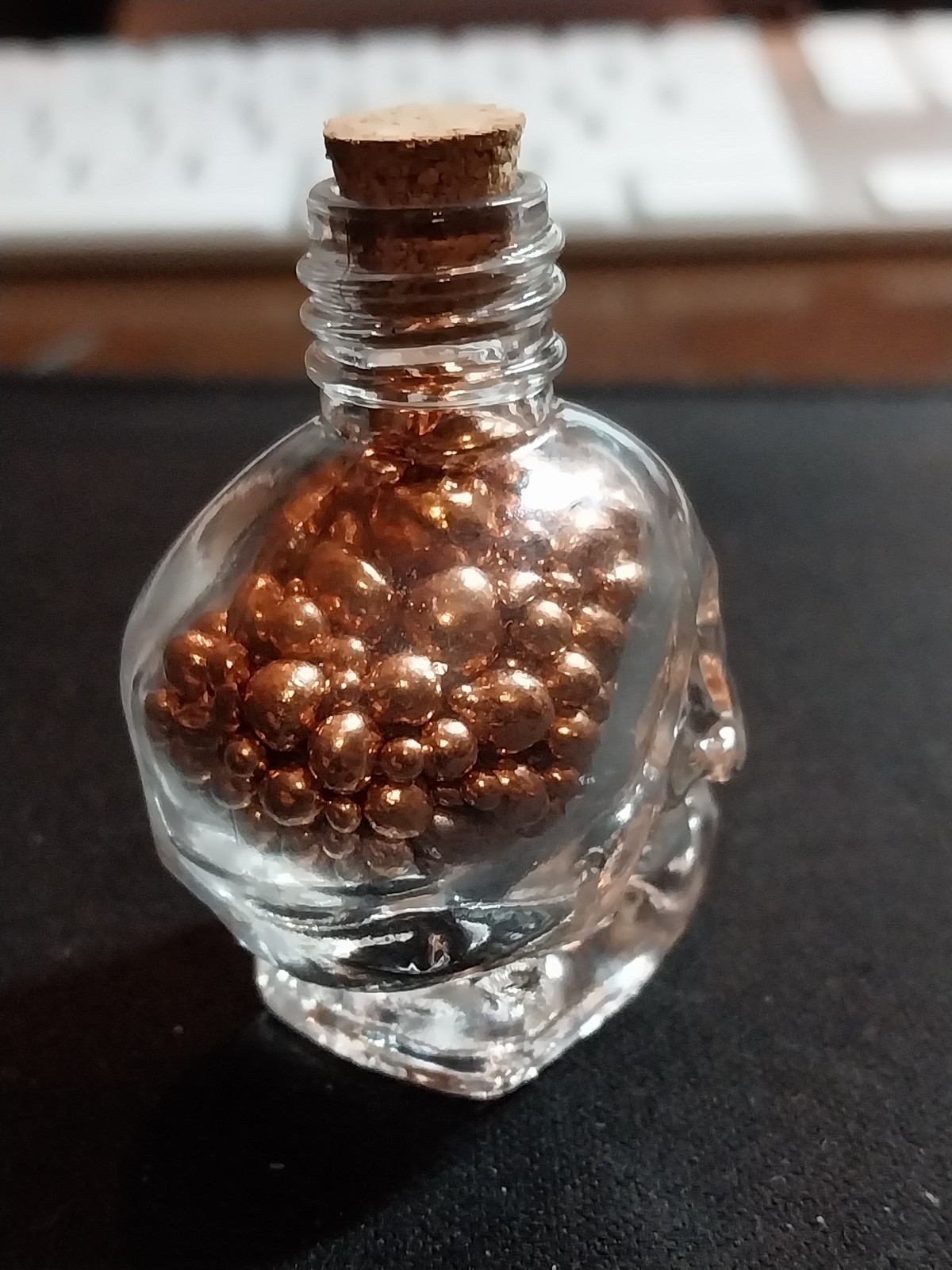 Copper Bullion in Skull Glass Bottle - 99.9 % Pure - 44 Grams - Great Gift!