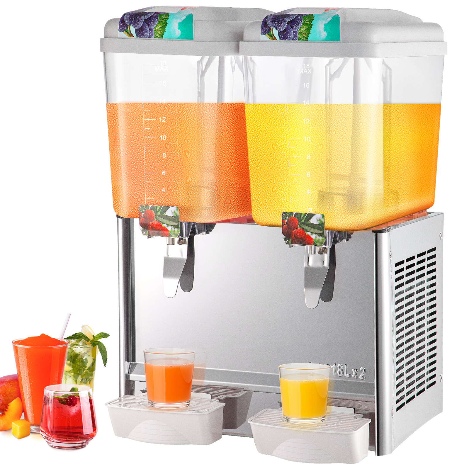 VEVOR Commercial Cold Beverage Juice Dispenser Frozen Ice Drink 9.5 Gal 2 Tanks
