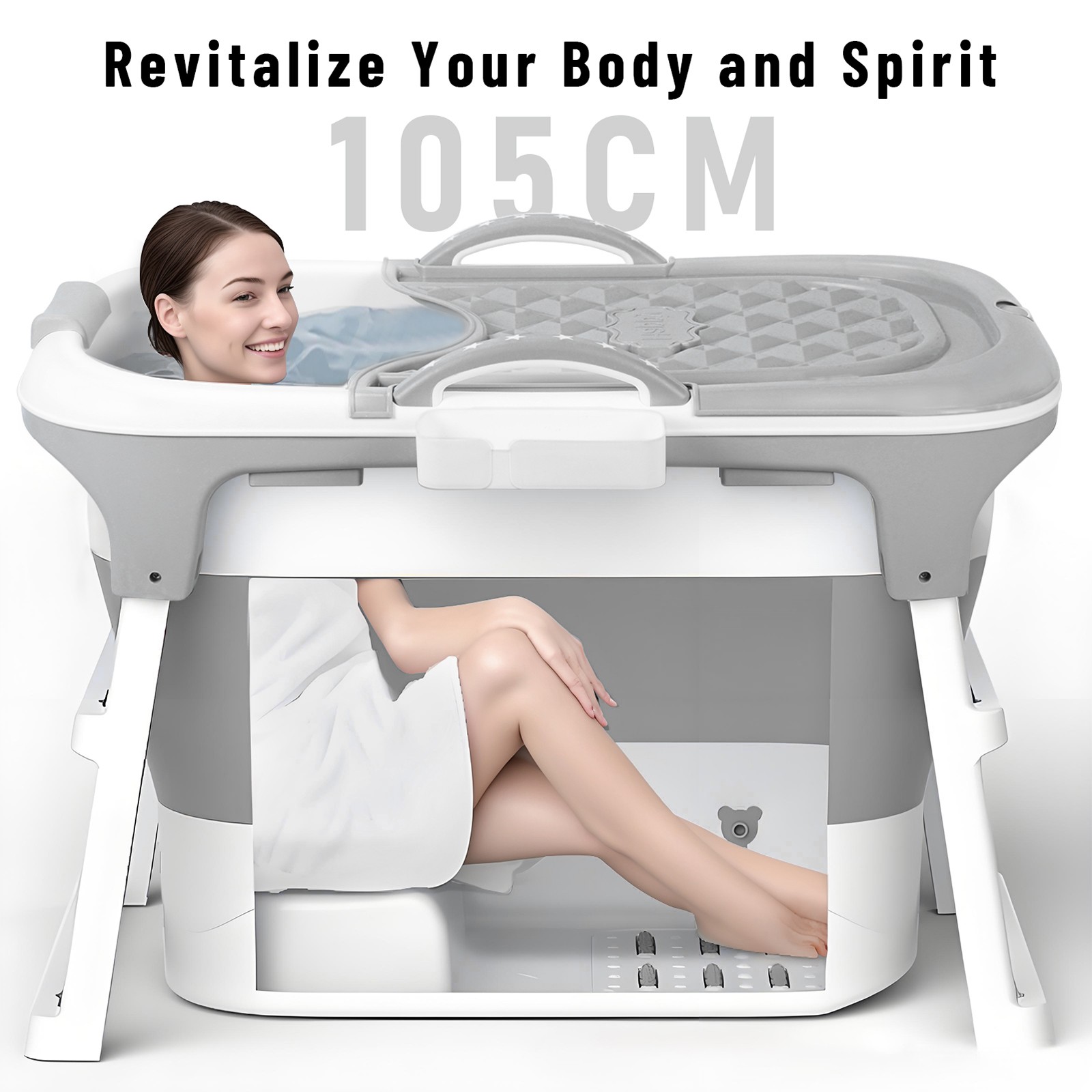 Portable Bathtub Large 40.6'in Foldable Collapsible tub Soaking Bath for Adult