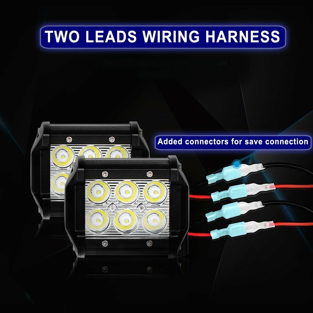 2-Lead Wiring Harness Kit ON-OFF Rocker Switch 12V Relay LED Work Light Pods Bar
