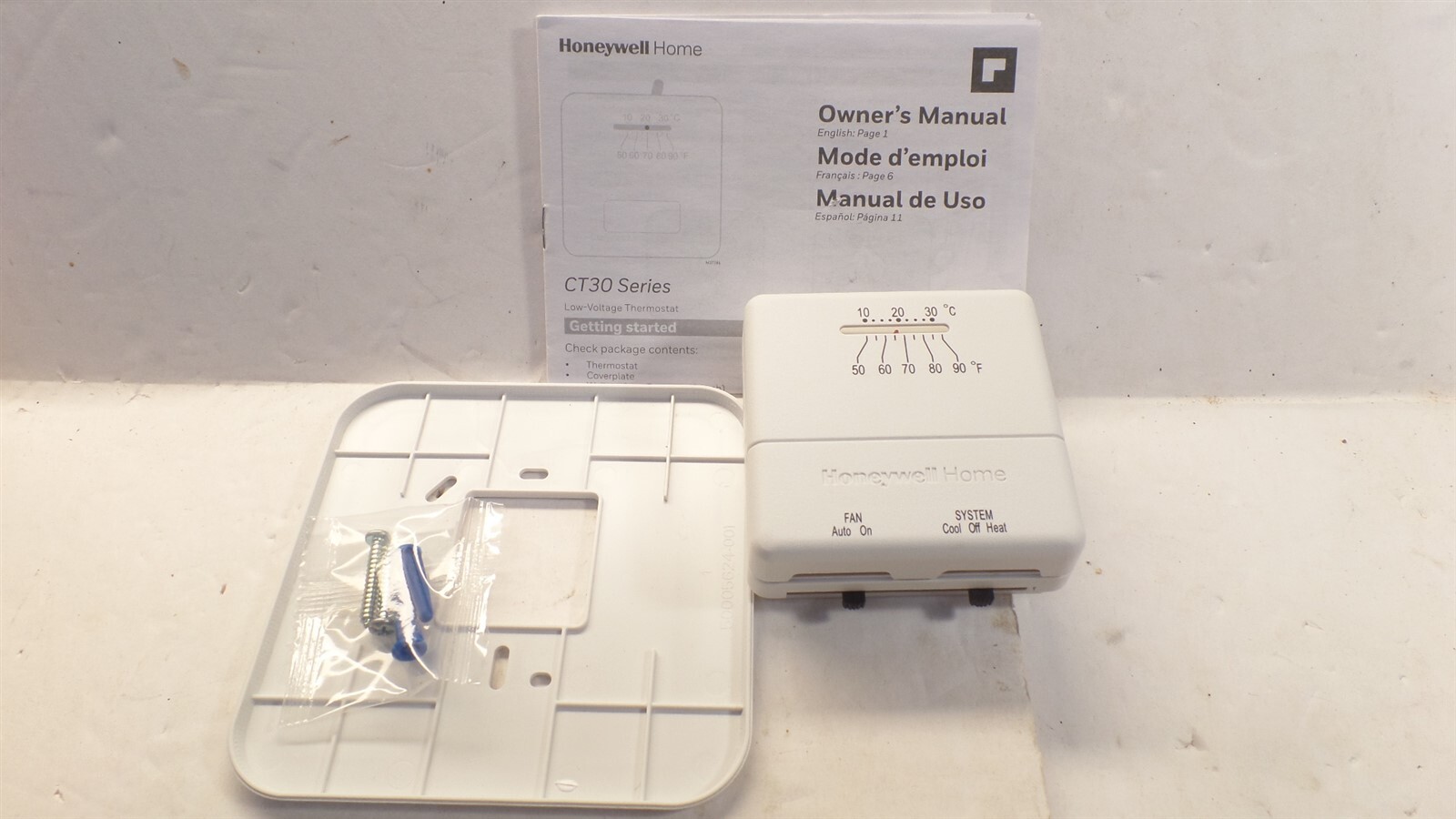 HONEYWELL CT33A HOME HORIZONTAL NON-PROGRAMMABLE THERMOSTAT TEMP CONTROL