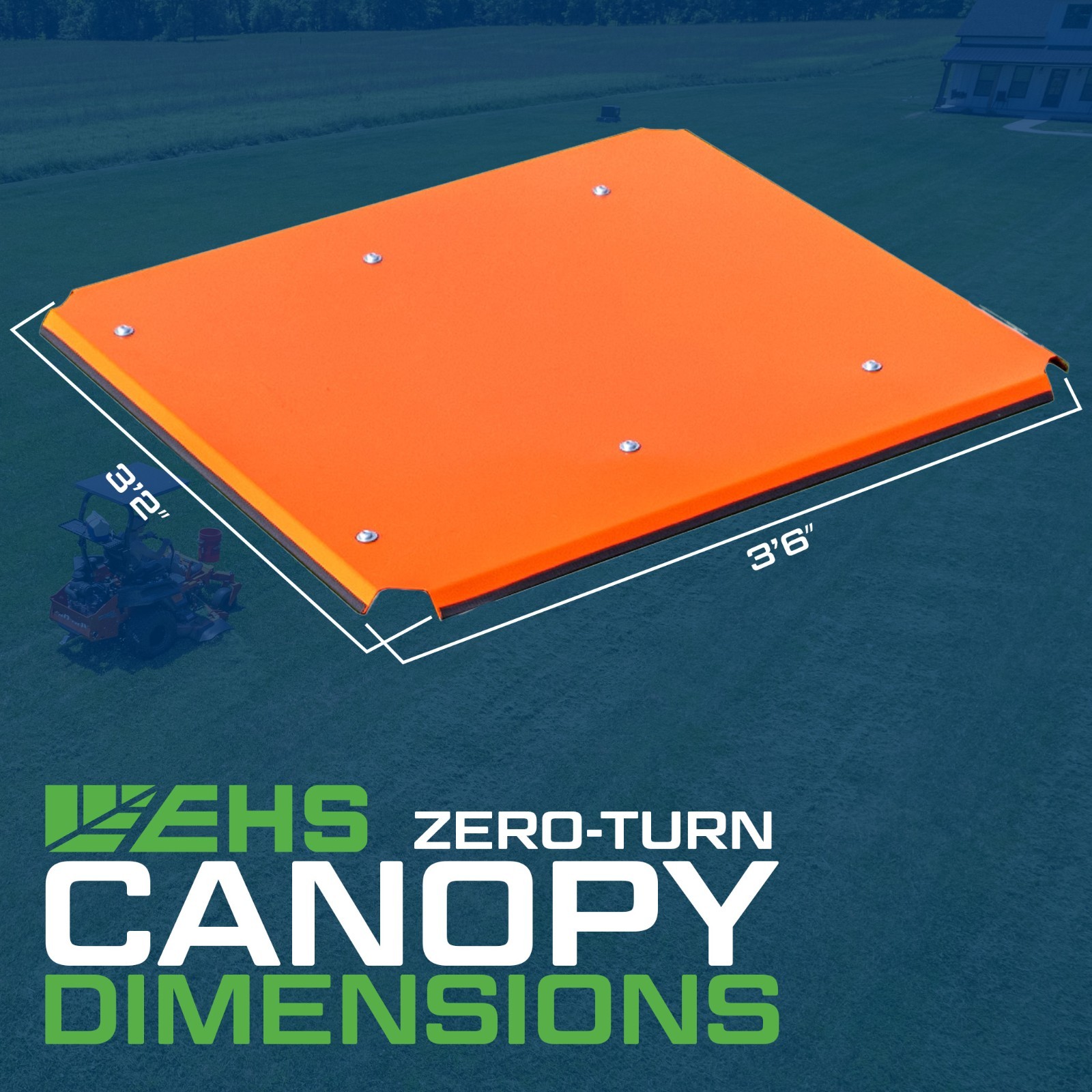 Zero-Turn Mower Canopy with Cooling Fan and LED Lights, Orange