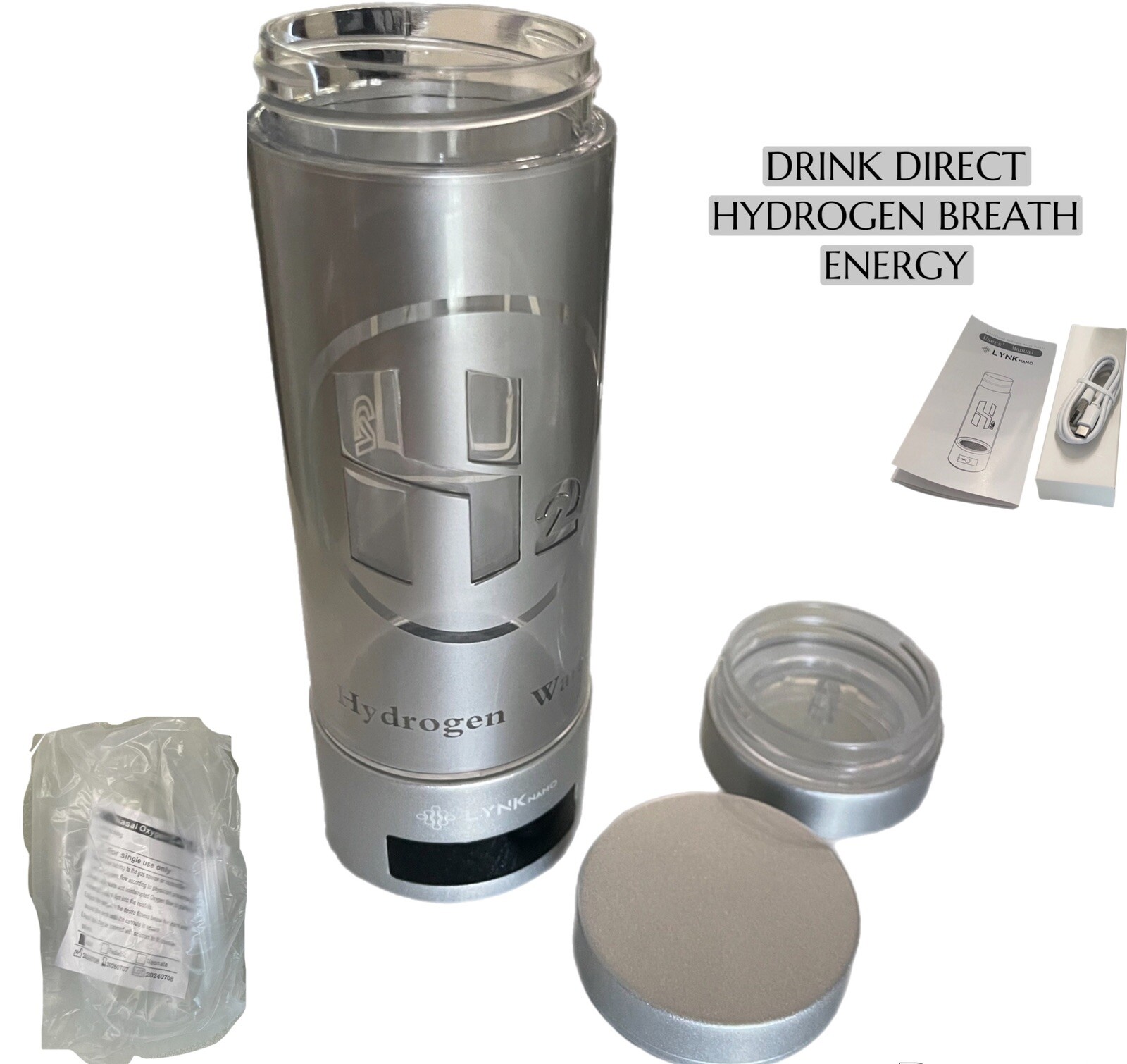 90000ppb H2 Portable TOUCH SCREEN 2 in 1 Healthy Hydrogen Drink Cup with Inhaler