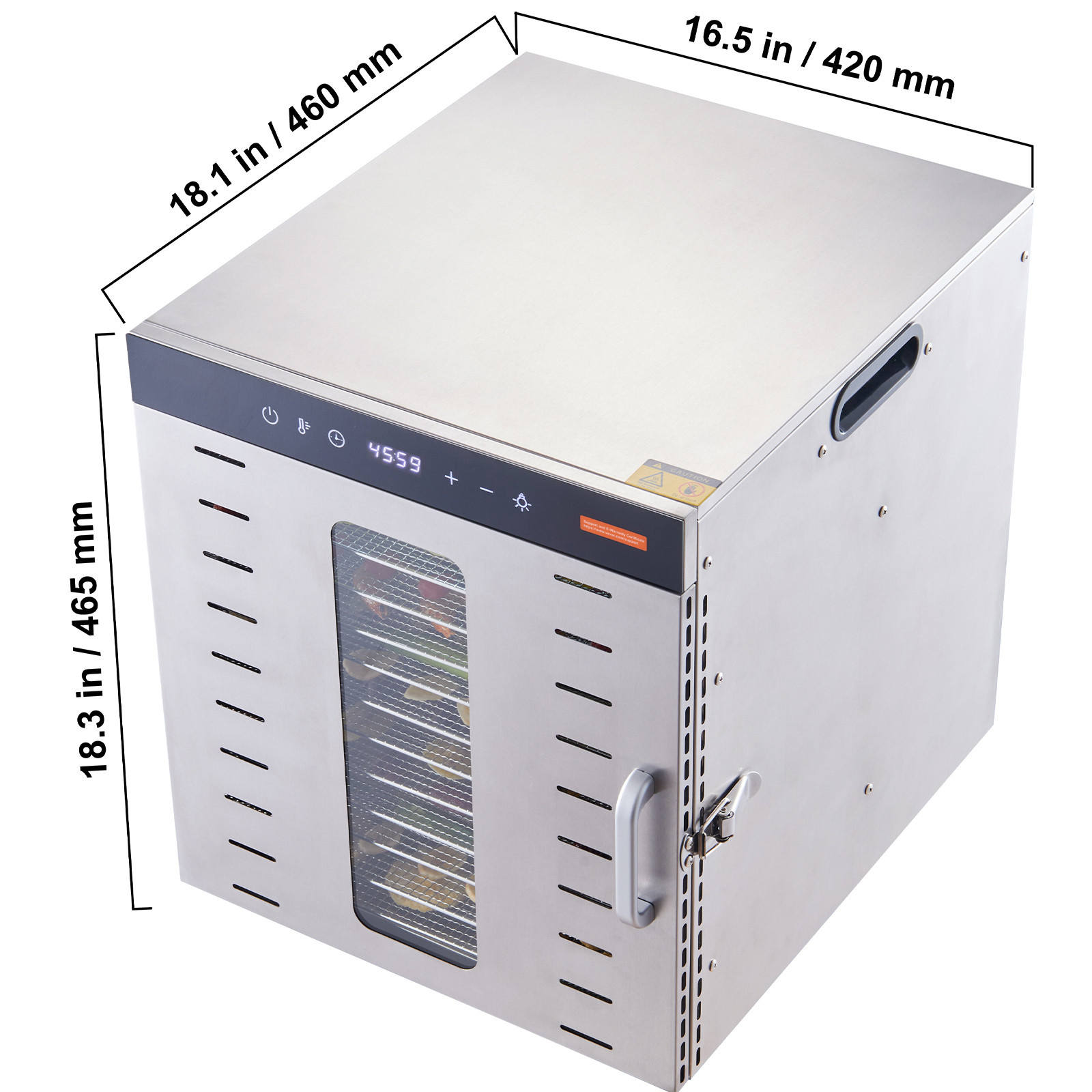 10 Trays Food Dehydrator 1000W Stainless Steel Vegetable Jerky Dryer Machine