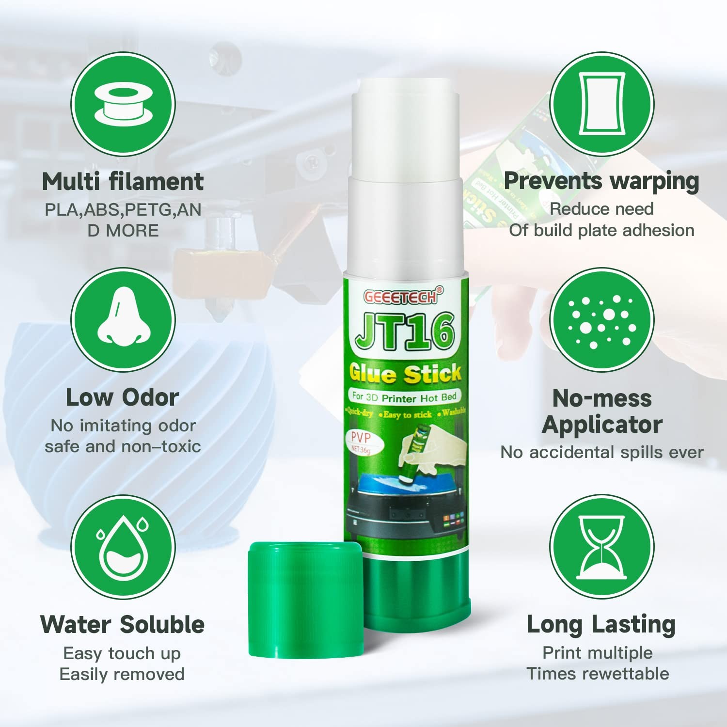 3D Printer Glue Stick 3 Pack, Perfect First Layer Adhesion, Prevents Warping...