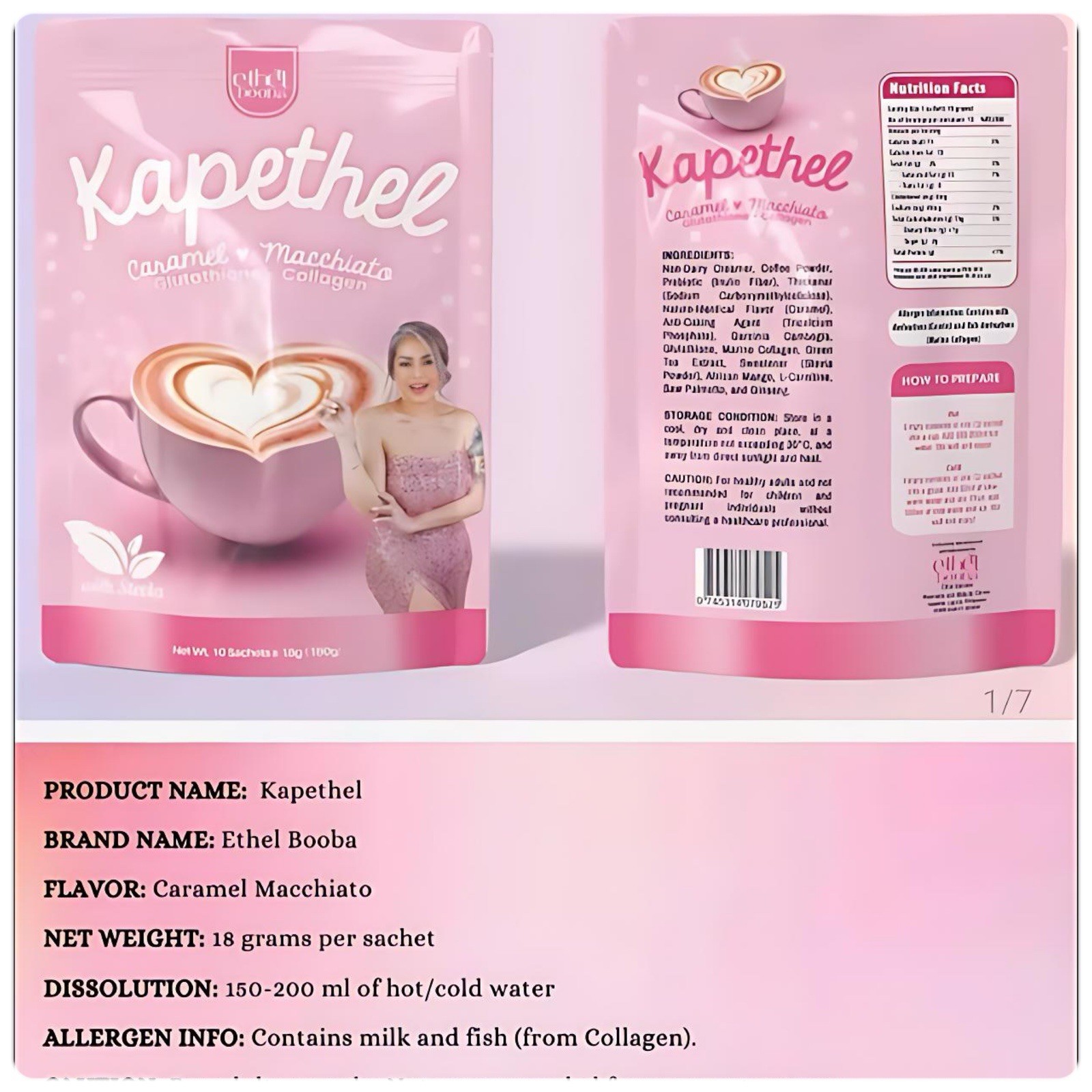 KAPETHEL COFFEE CARAMEL MACCHIATO GLUTATHIONE-COLLAGEN (10 SACHET)