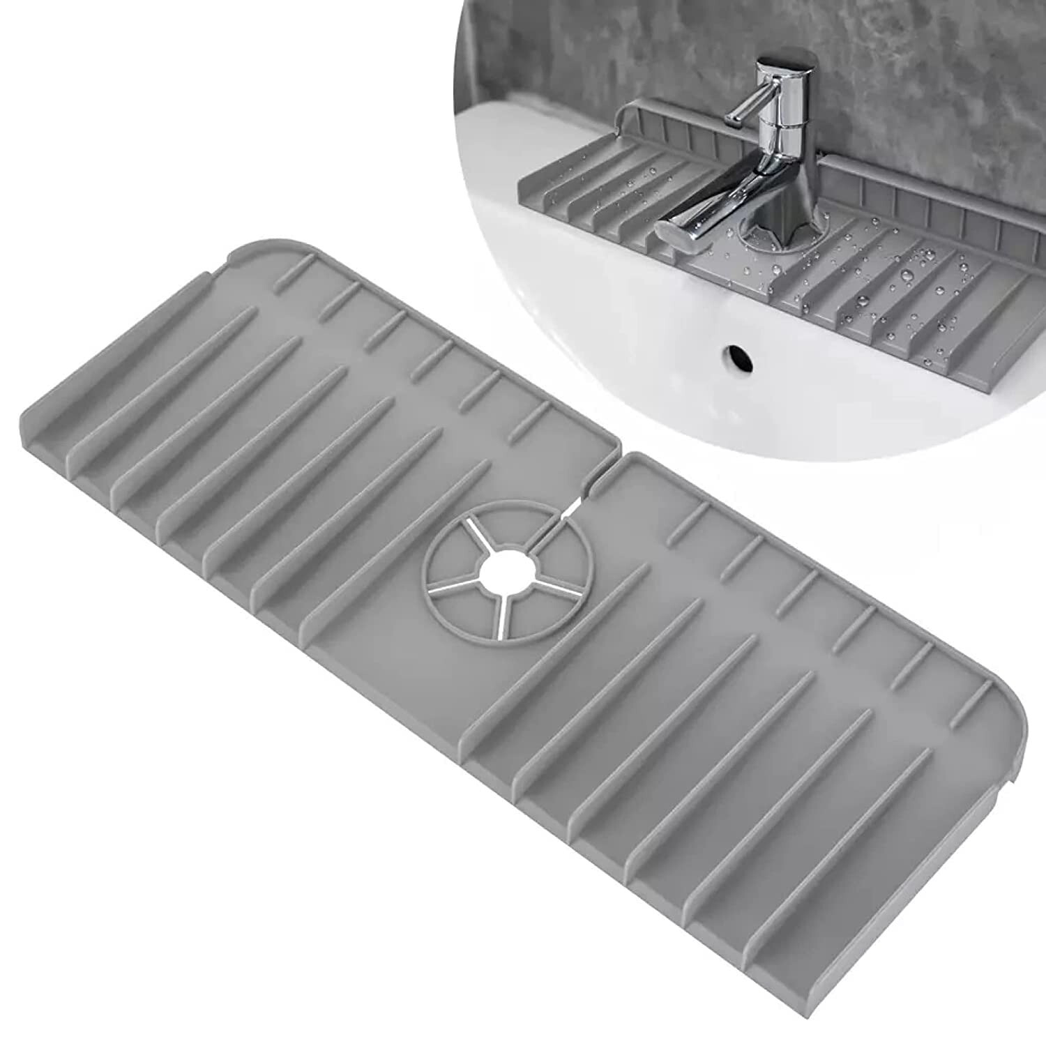 Silicone Kitchen Sink Splash Guard Faucet Handle Drip Catcher Tray Water Mat