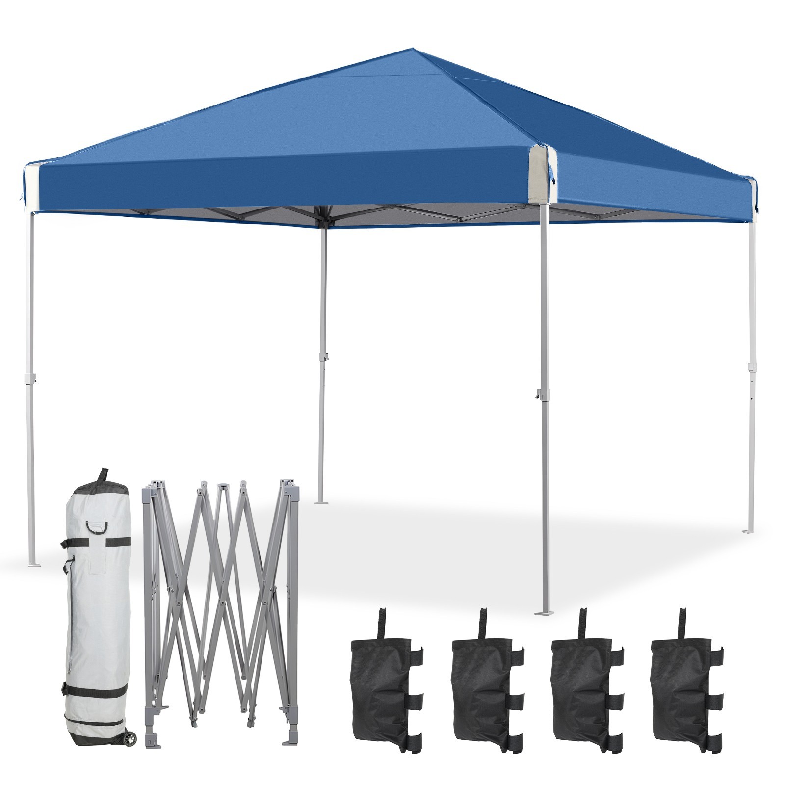 Aoodor 12'x12'/10'x10' Pop Up Canopy Tent with Roller Bag Portable Oxford Shade