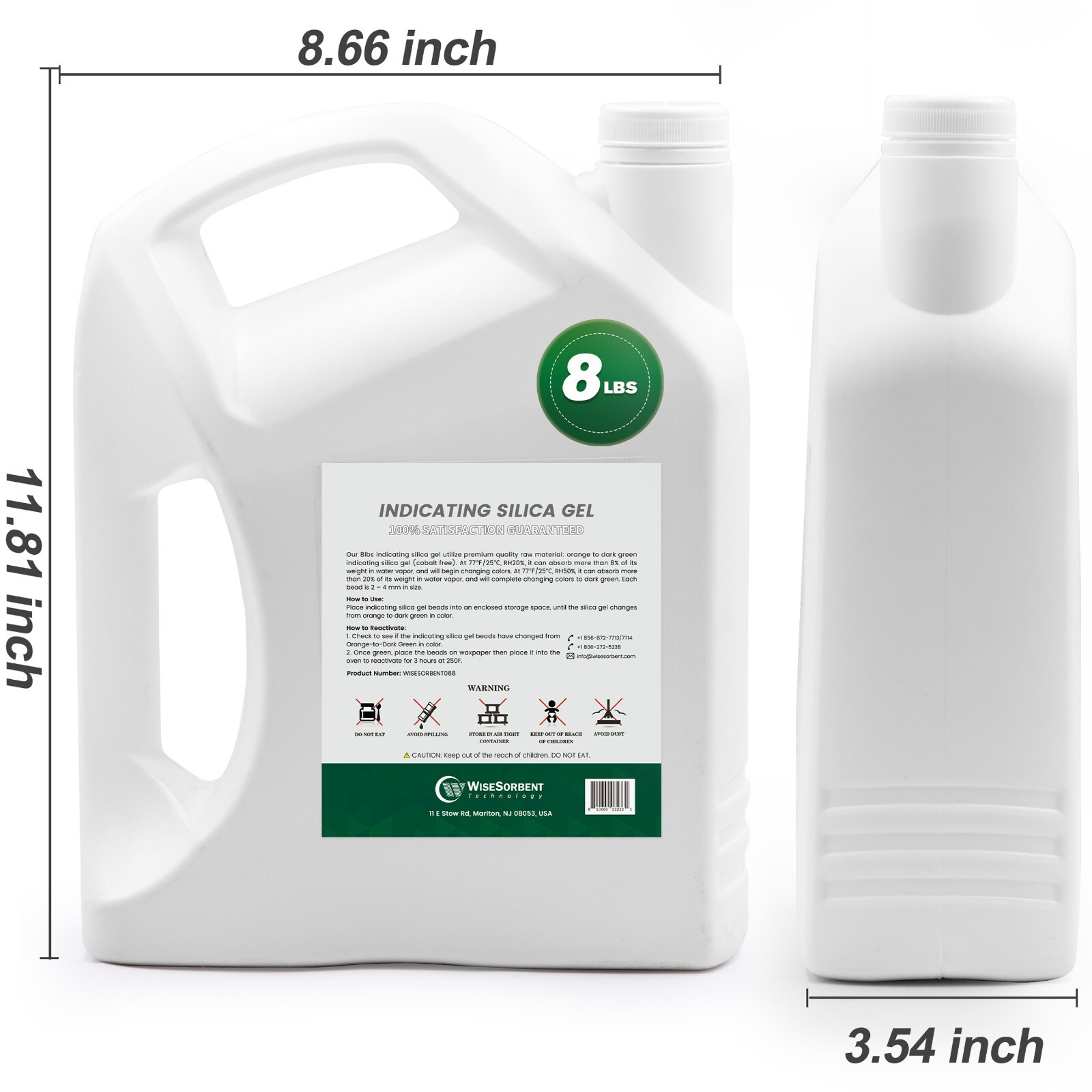 8lbs Indicating Silica Gel Desiccant, Orange to Dark Green, Moisture Absorbers