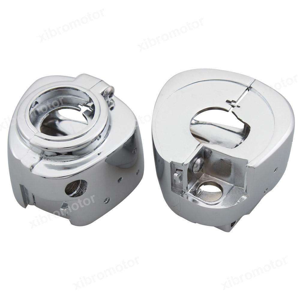 Chrome Switch Housing Cover+6pcs Hand Control Button Switch Caps Fit For Harley