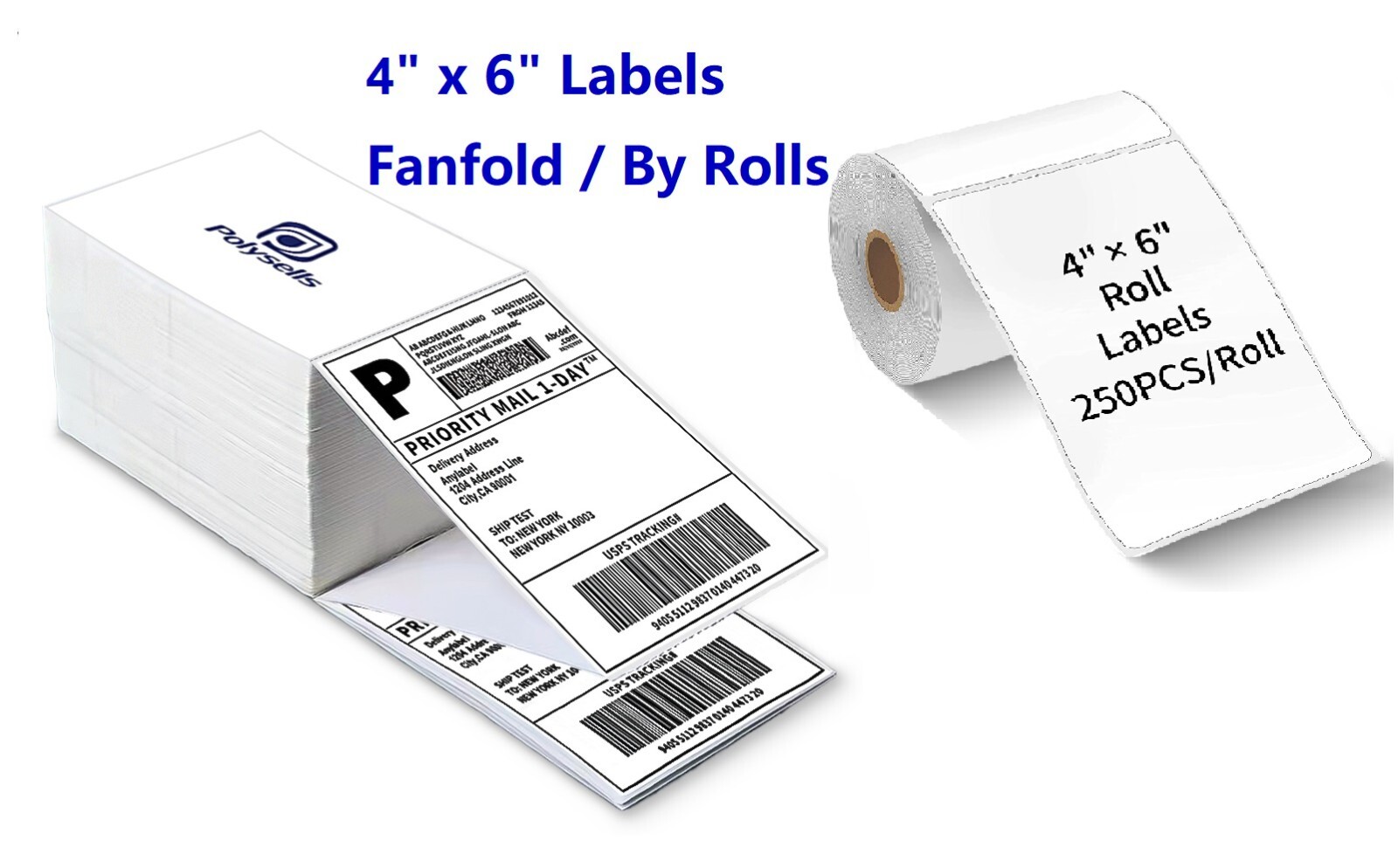 4"x6" Direct Thermal Shipping Labels for Zebra&Rollo Printers Fanfold and Rolls