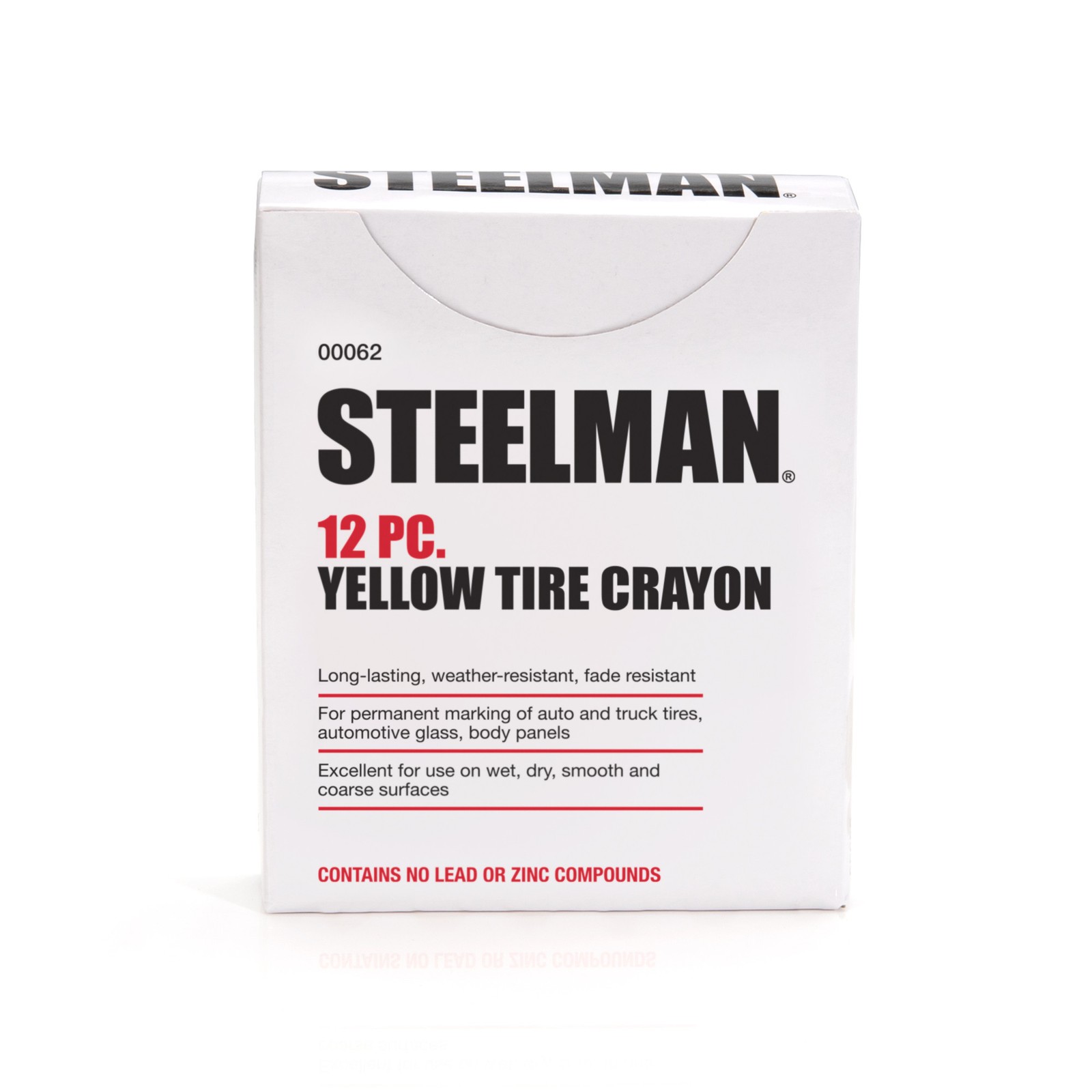 Steelman Yellow Tire Glass Automotive Marking Crayons, Box of 12 00062