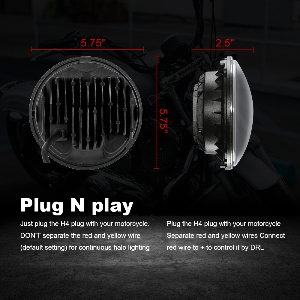 4PC 5 3/4" 5.75" Projector RGB Round LED Headlights Hi/Lo Sealed Beam Lamp Bulbs