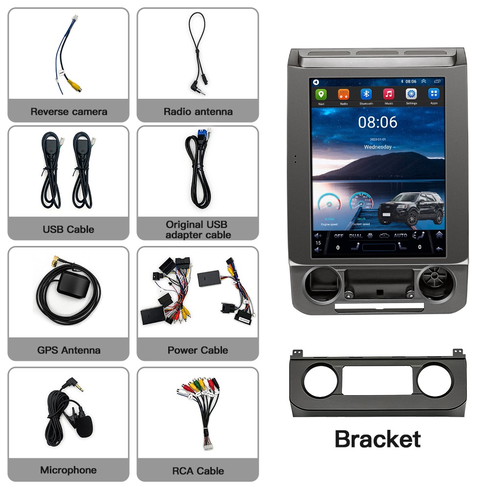 12.1" CarPlay Wireless GPS Navigation HD Display Radio for Ford F-150 2016-2021