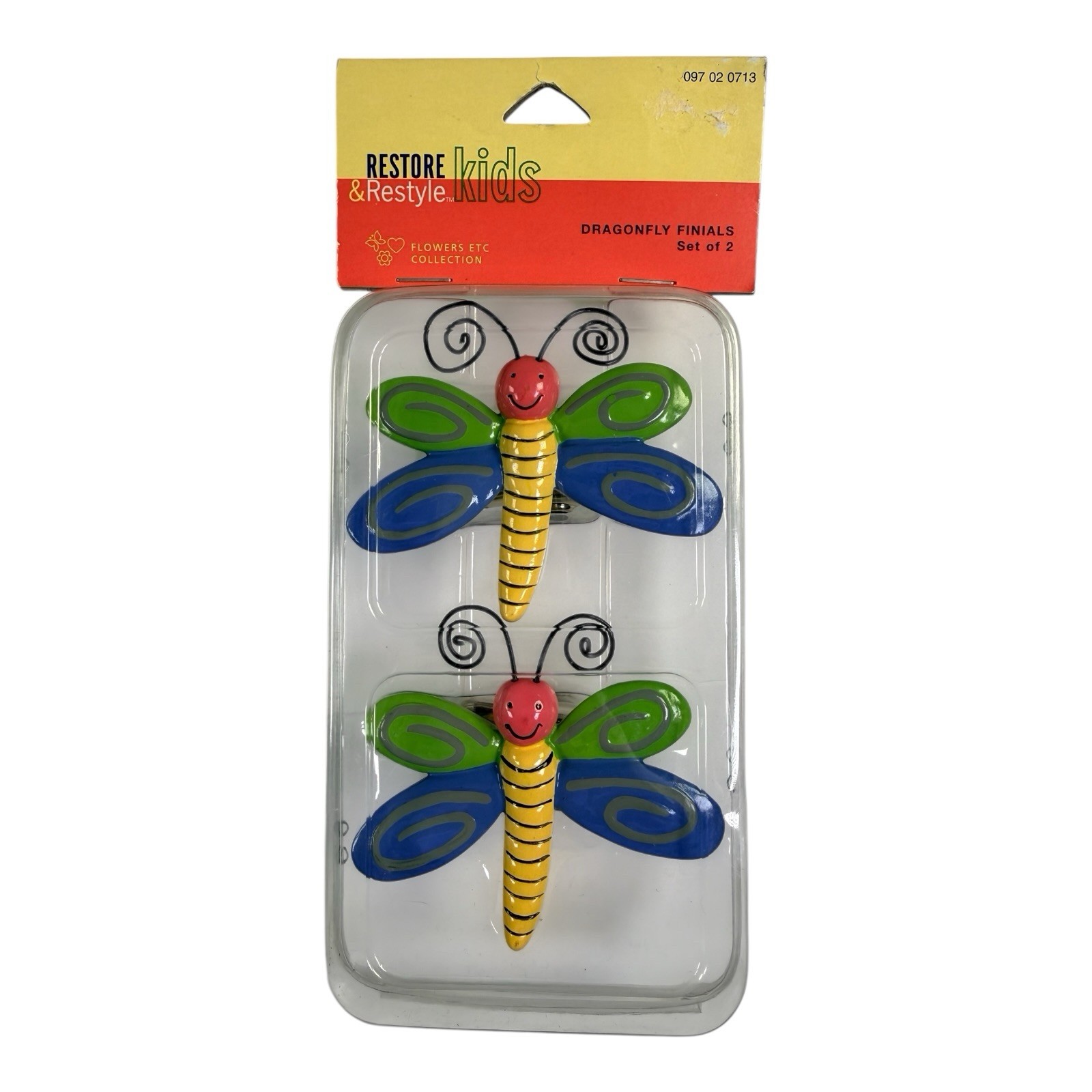 Vintage Set Of 2 Kids Dragonfly Lamp Finials Colorful And Fun Restore & Restyle