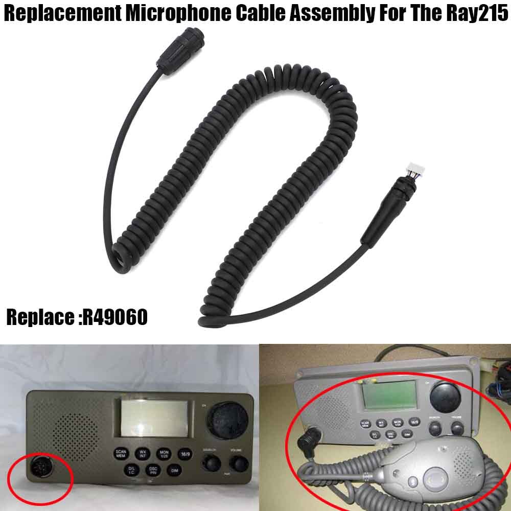 R49060 For Raytheon/Raymarine Ray 215 VHF Radio Microphone Mic Cord Cable Coiled
