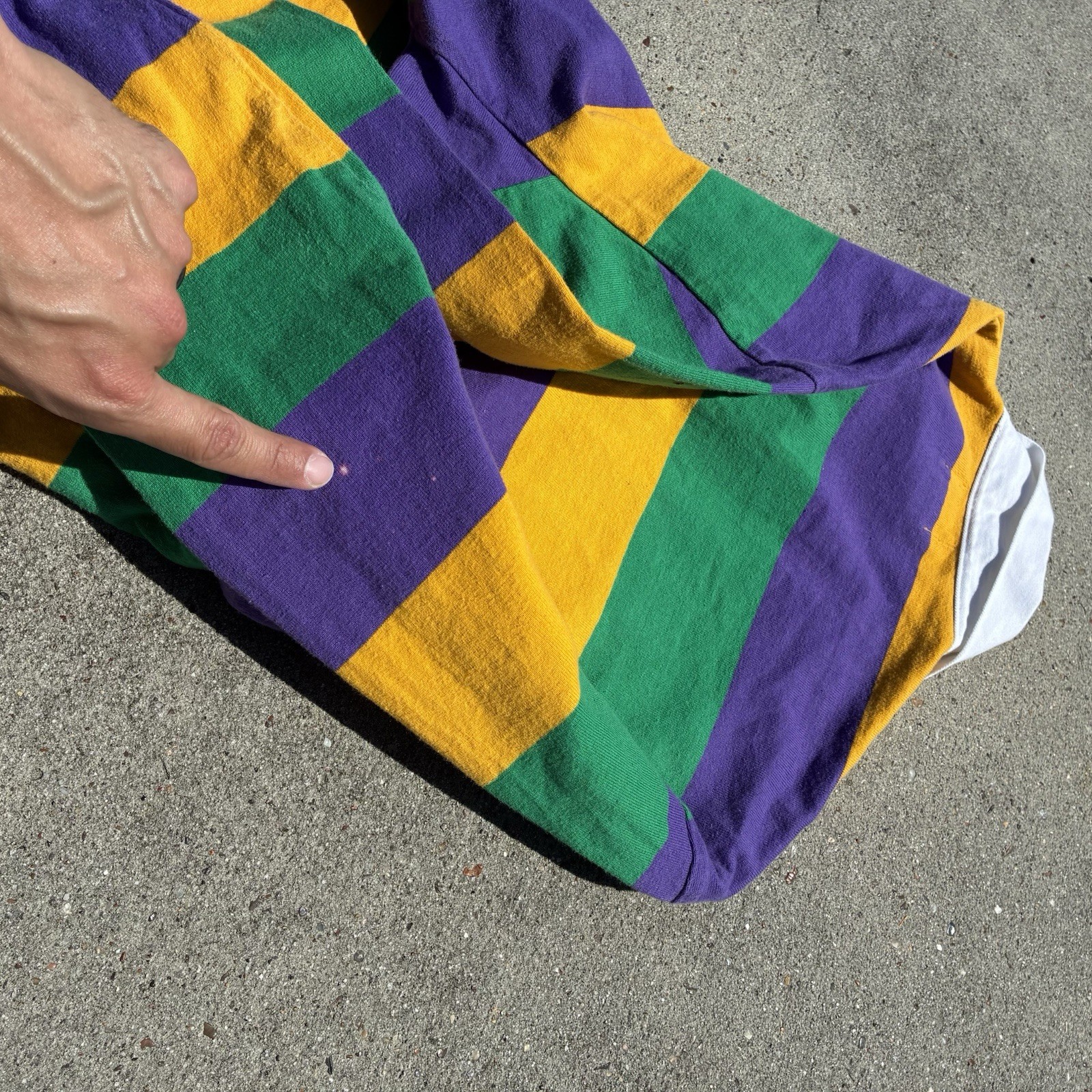 Perlis Mardi Gras Rugby Shirt Men's Medium Purple Striped USA