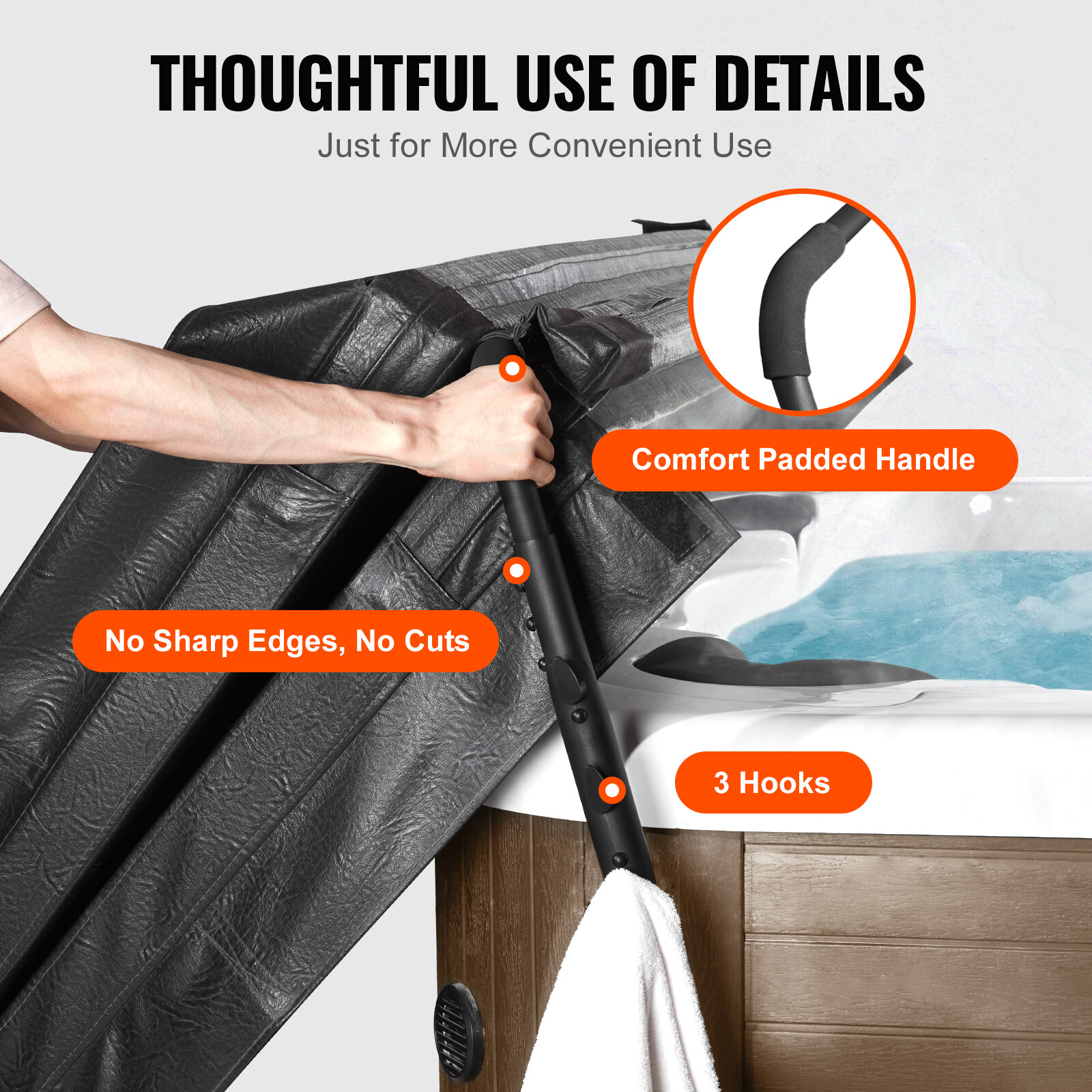 VEVOR Hot Tub Cover Lift 31.5-41.3 in Height Adjustable for Hot Tub Spa Bathtub