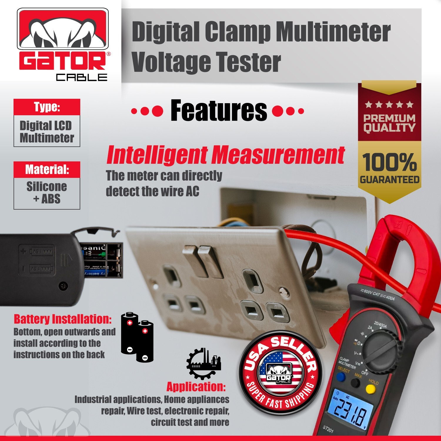 Digital Multimeter Amp Clamp AC DC Voltmeter Ammeter Ohmmeter Volt Tester Meter