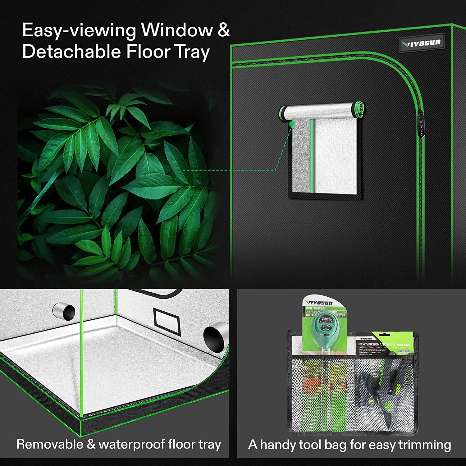 VIVOSUN 4'x4' Indoor Grow Tent with 4" Inline Fan Kit, New