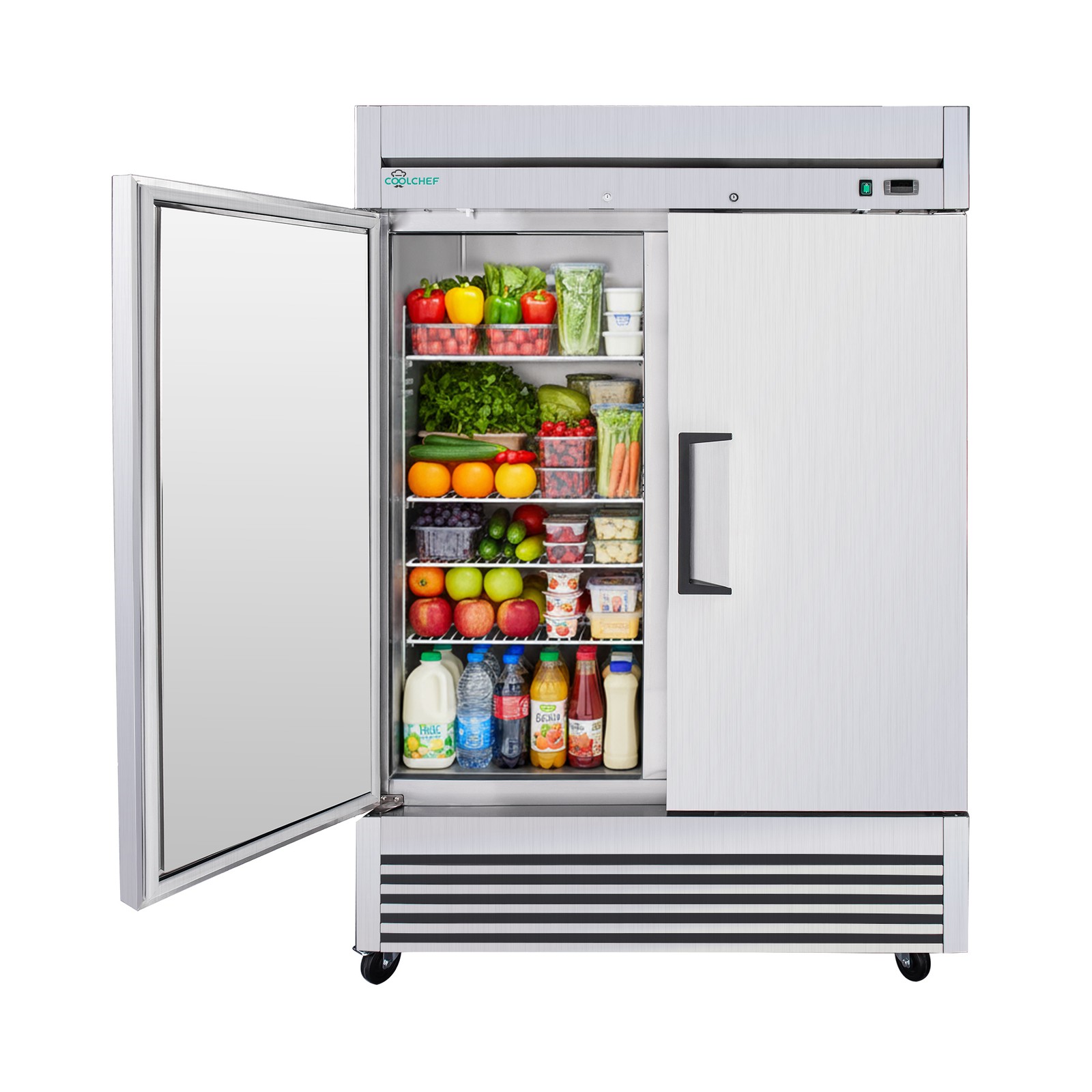 Commercial 54'' Reach-In Refrigerator Stainless Steel Solid 2 Doors 49 Cu.ft.