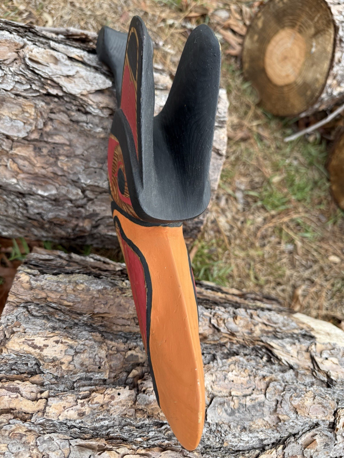 Northwest Coast Large Cedar Carved Eagle 🦅 Rattle Signed WT