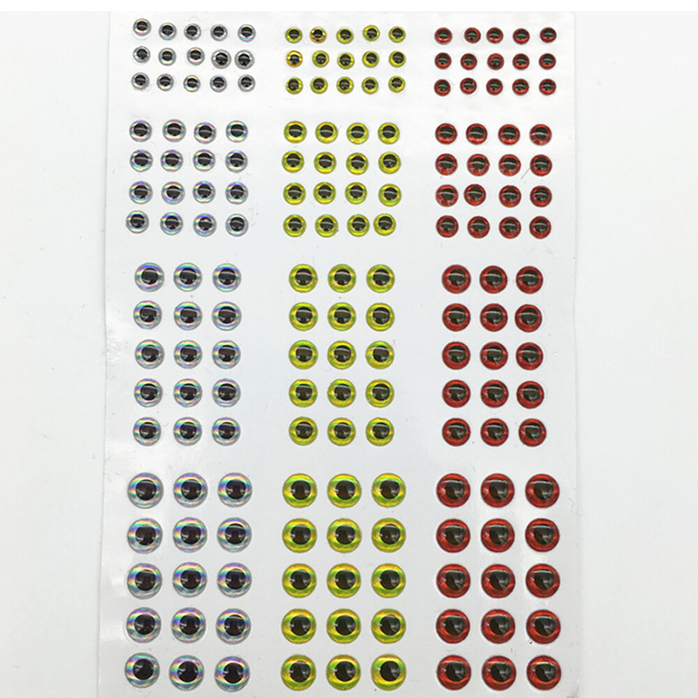 732Pcs Fishing Lure Eyes 3mm-4mm-5mm-6mm 3D Holographic Eyes Fly Tying Jig Craft