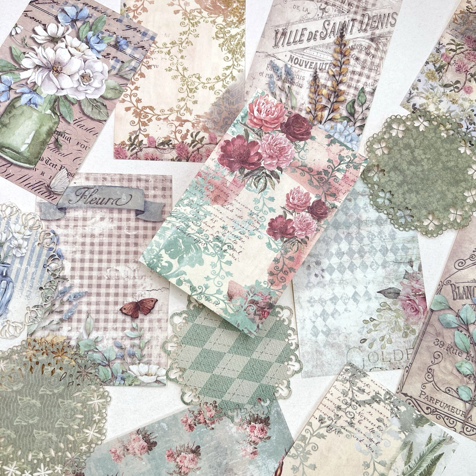 Lace Edge Doily Paper Floral Sheets Spring Junk Journal Collage Scrapbooking