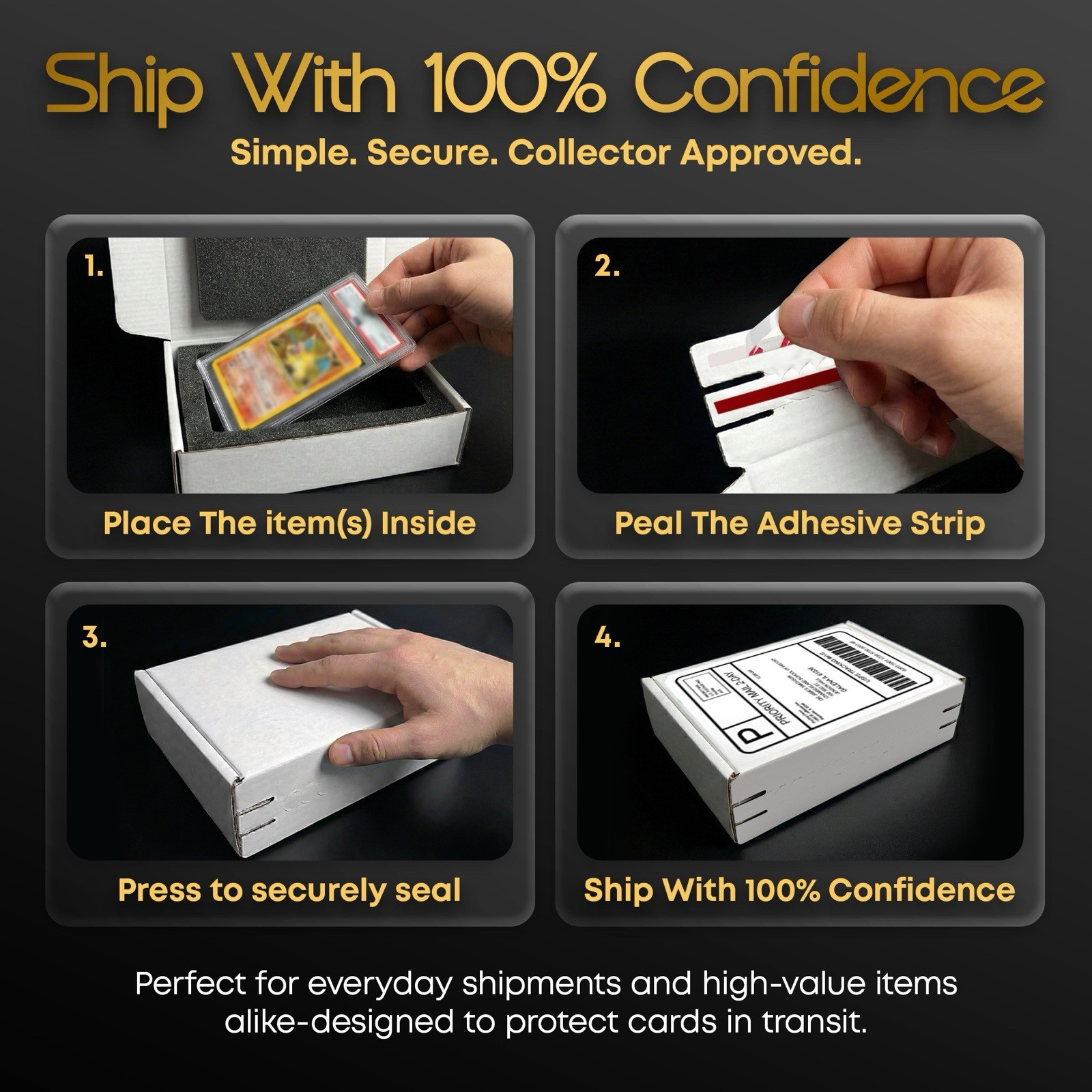 Graded Card Padded Foam Shipping Box - Sports PSA BGS CGC Pokemon Slab Mailer