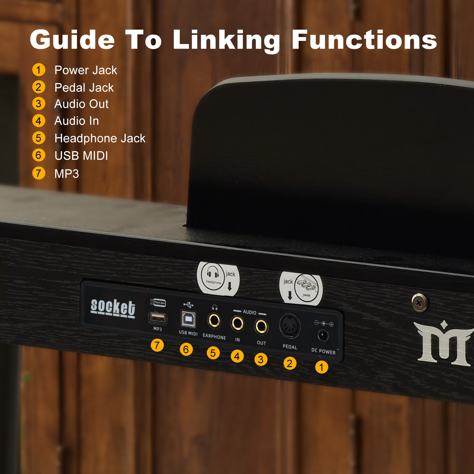 MUSTAR 88-Key Semi Weighted Digital Piano with MIDI, Triple Pedal