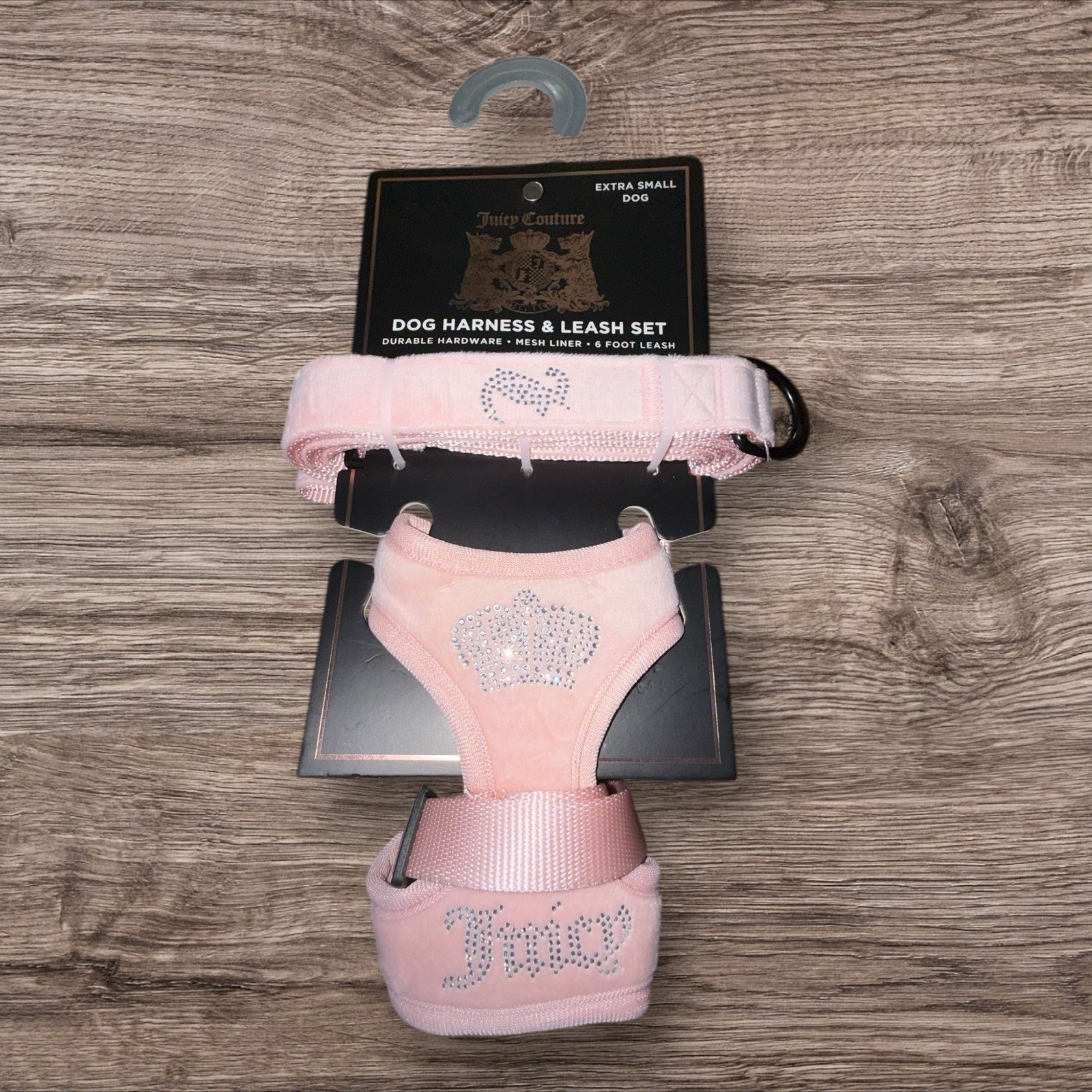 Juicy Couture Pink Rhinestone Crown Dog Harness & Leash Set XS - NEW