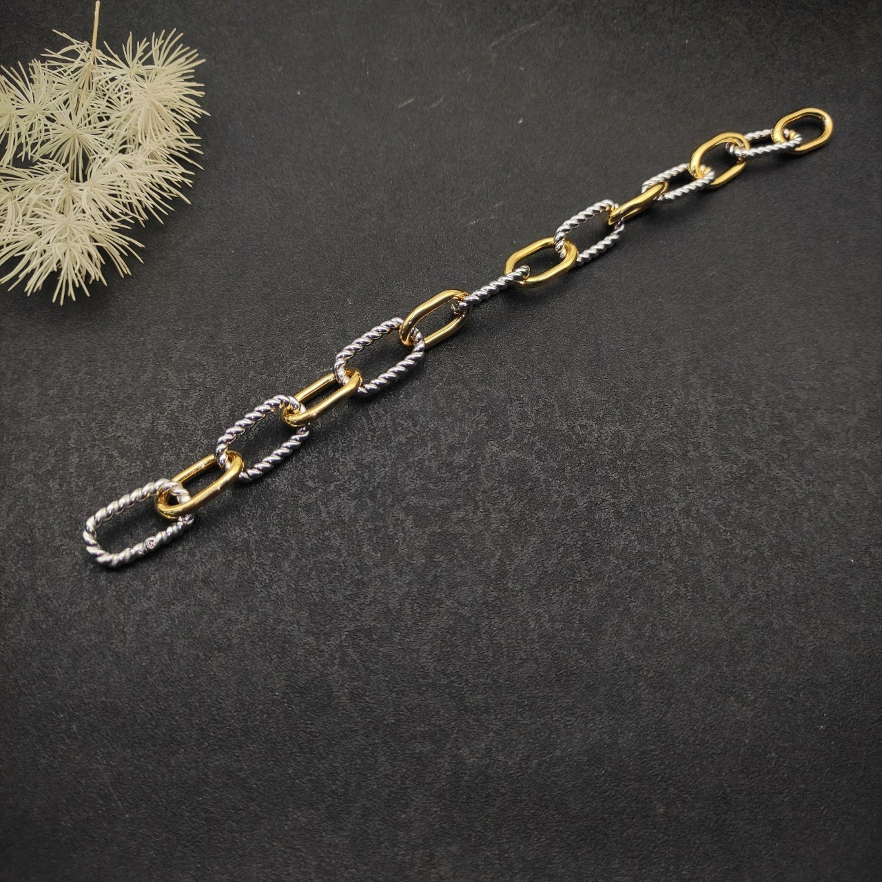 David Yurman Madison Chain Bracelet Sterling Silver w/ 18K Gold sz M