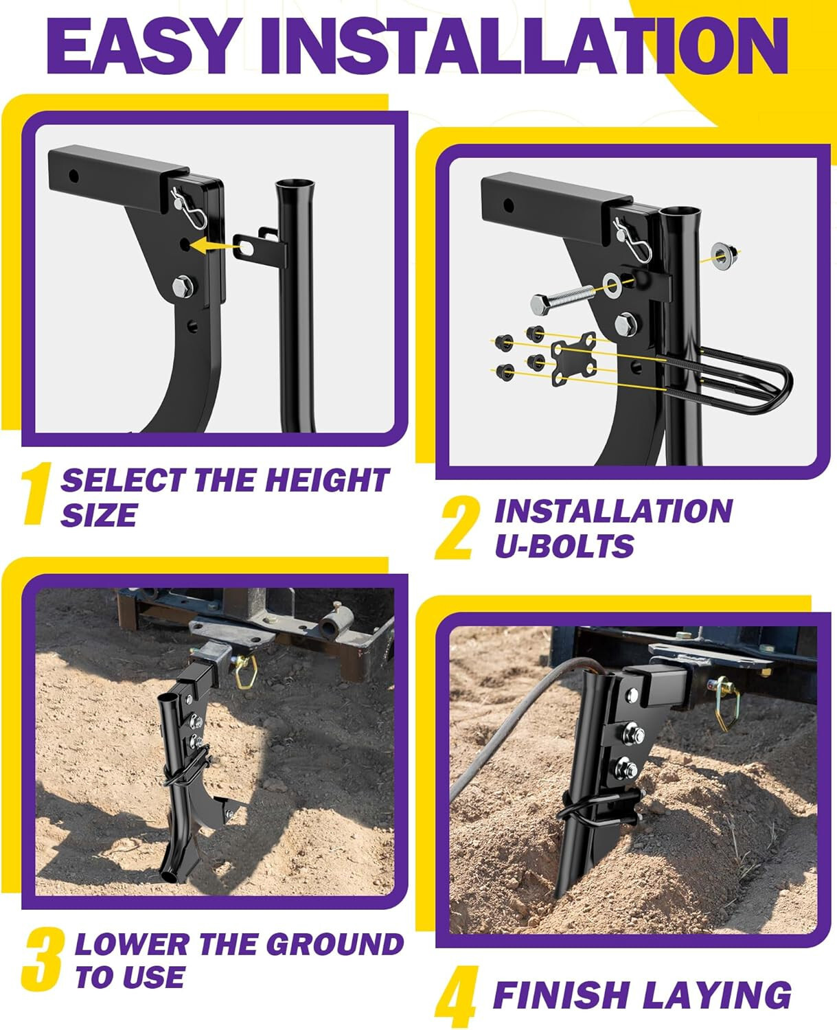 Pipe Layer Attachment Fits Any 3-Point Hitch Mounted Ripper Hitch Lawn Subsoiler
