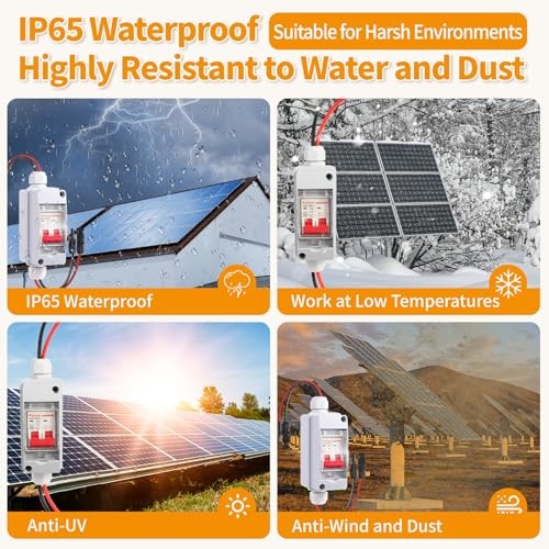 Solar Panel Disconnect Switch DC 500V Solar Circuit Breaker Box 32Amp IP65