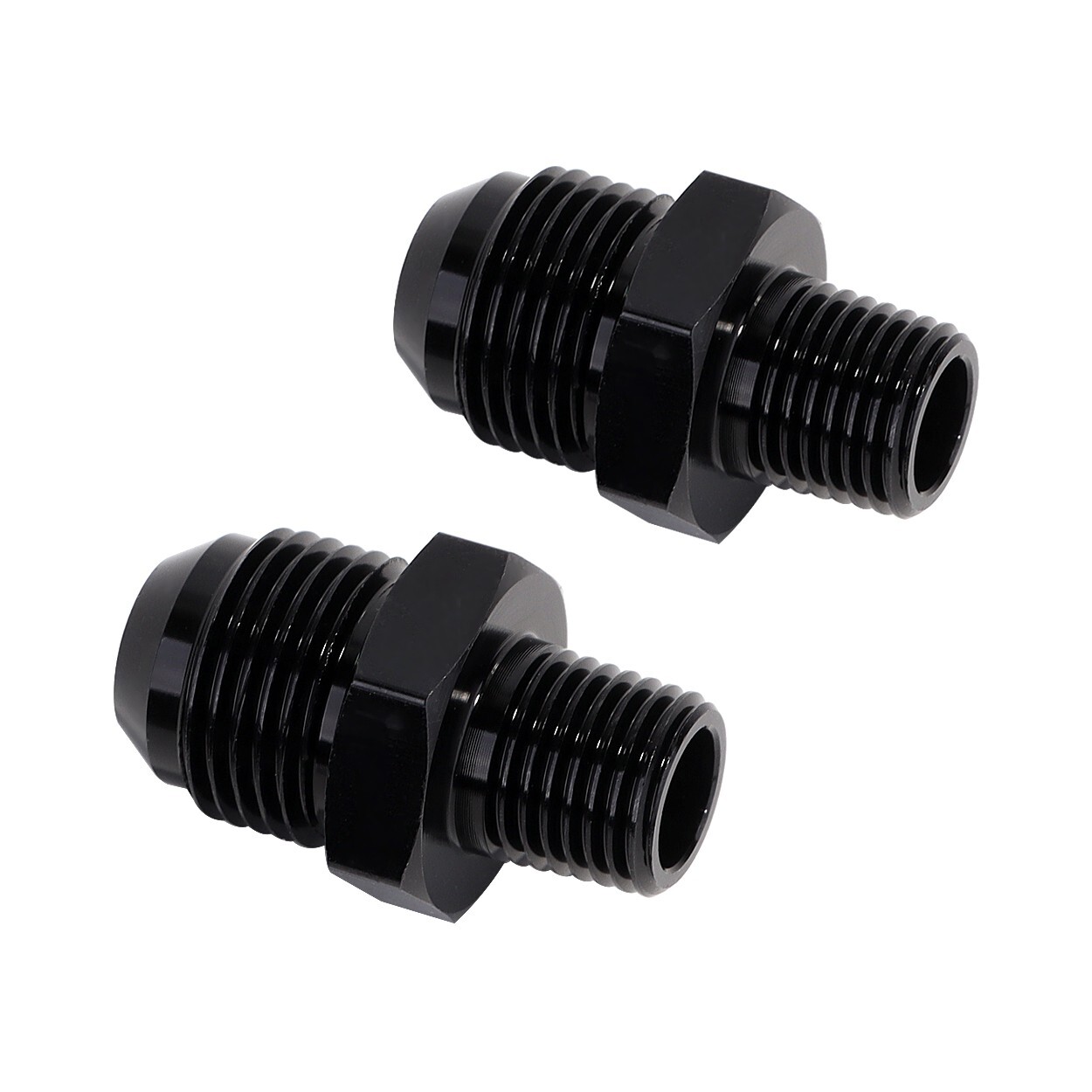 1/2" NPT to 6AN Fitting Male Straight Fittings Adapter Aluminum Black 2Pcs