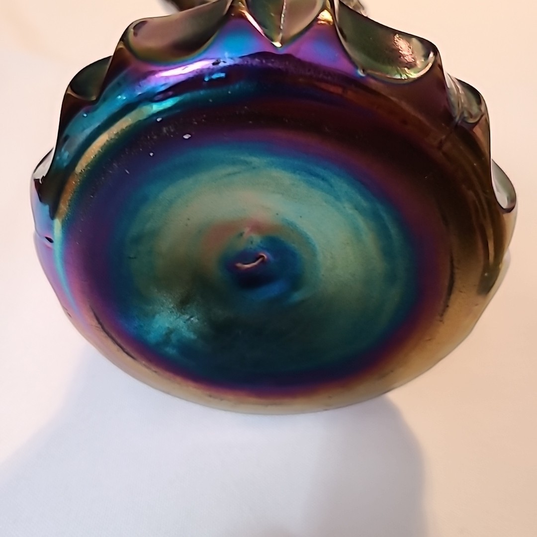 vtgNORTHWOOD CARNIVAL GLASS GRAPE & CABLE WHISKEY DECANTER & SHOT GLASS AMETHYST