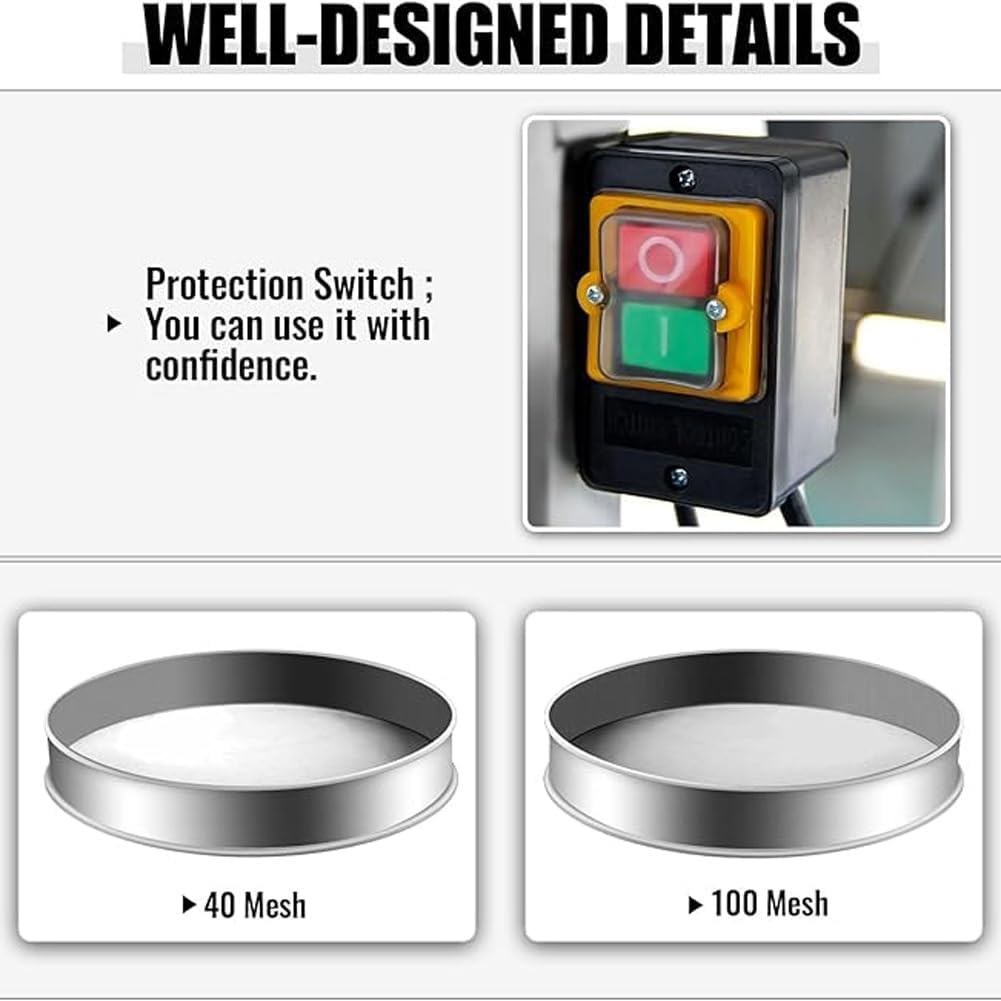 Commercial 19.6" Vibrating Sieve Machine 40&100 Mesh Electric Sifter Screening
