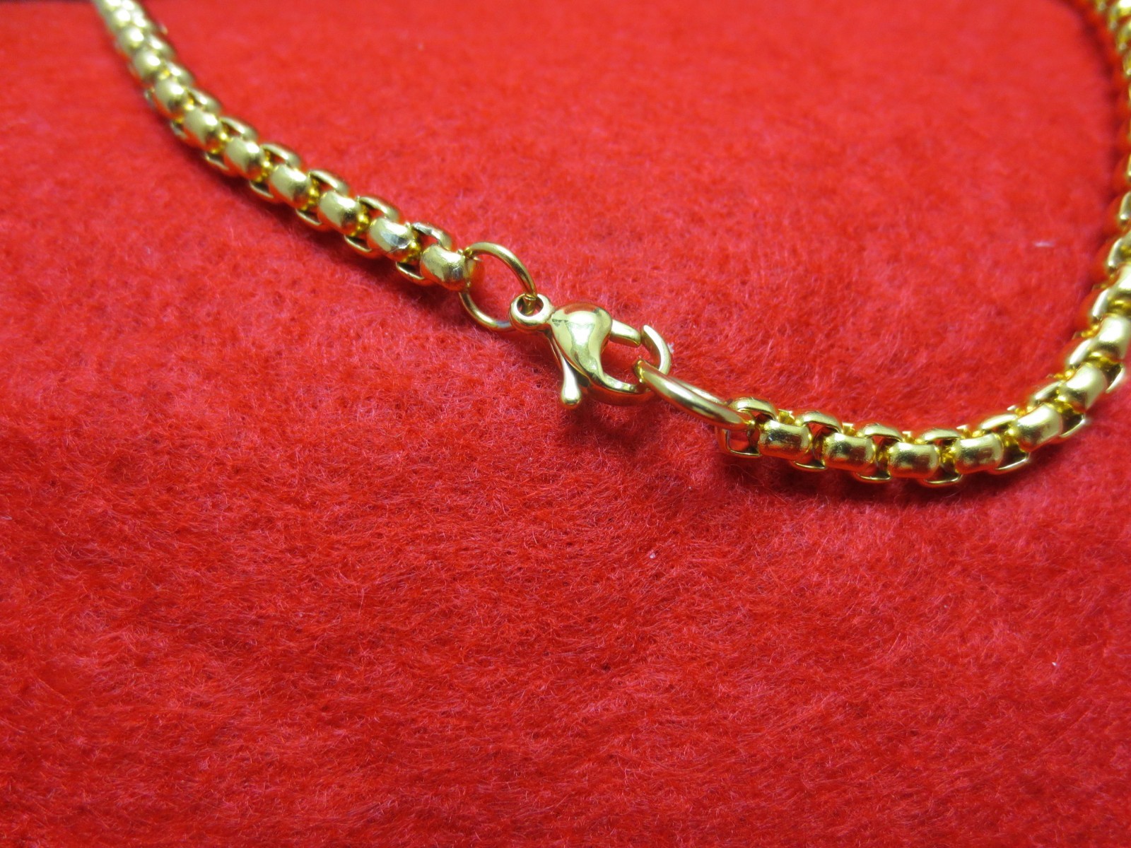 16"-60" 3/4/5MM GOLD PLATED STAINLESS STEEL SMOOTH BOX ROPE CHAIN NECKLACE-GOLD