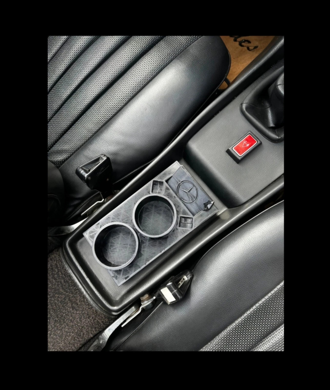 Mercedes Benz W123 & W124 & R107 CUP HOLDER w/ PHONE and Coin Slot & Emblem Logo